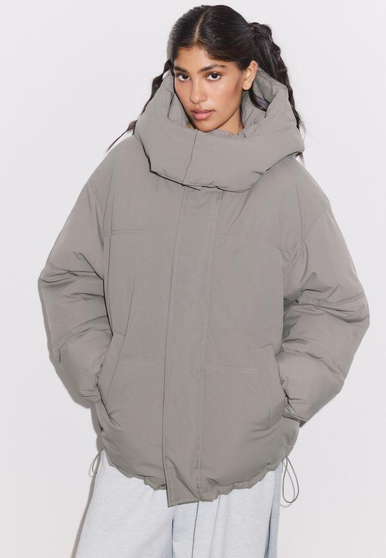 oversize kapusonlu dolgulu ceket