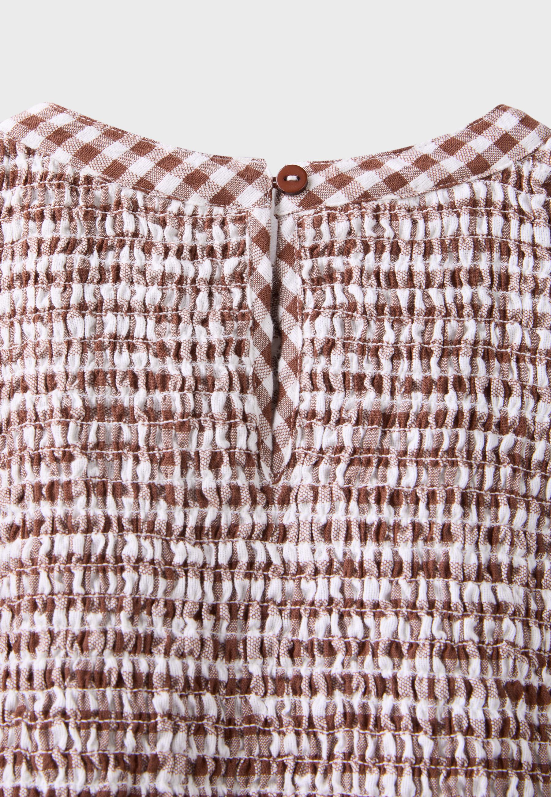 Short sleeve peplum blouse — Brown