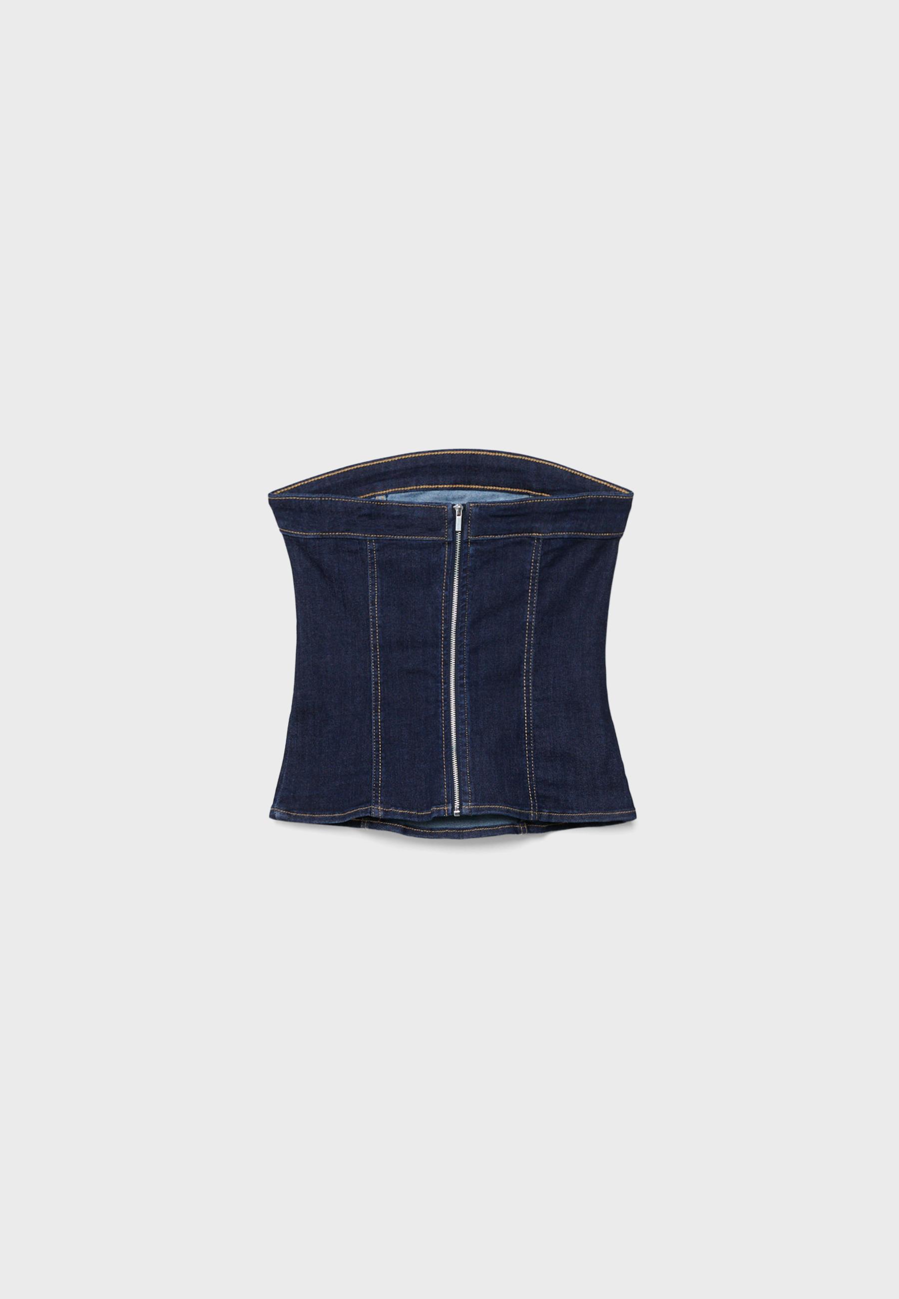 Denim bandeau top — OVERDYED BLUE DENIM