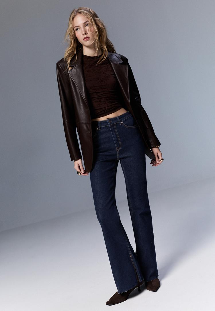 d74 slit fit flared jeans