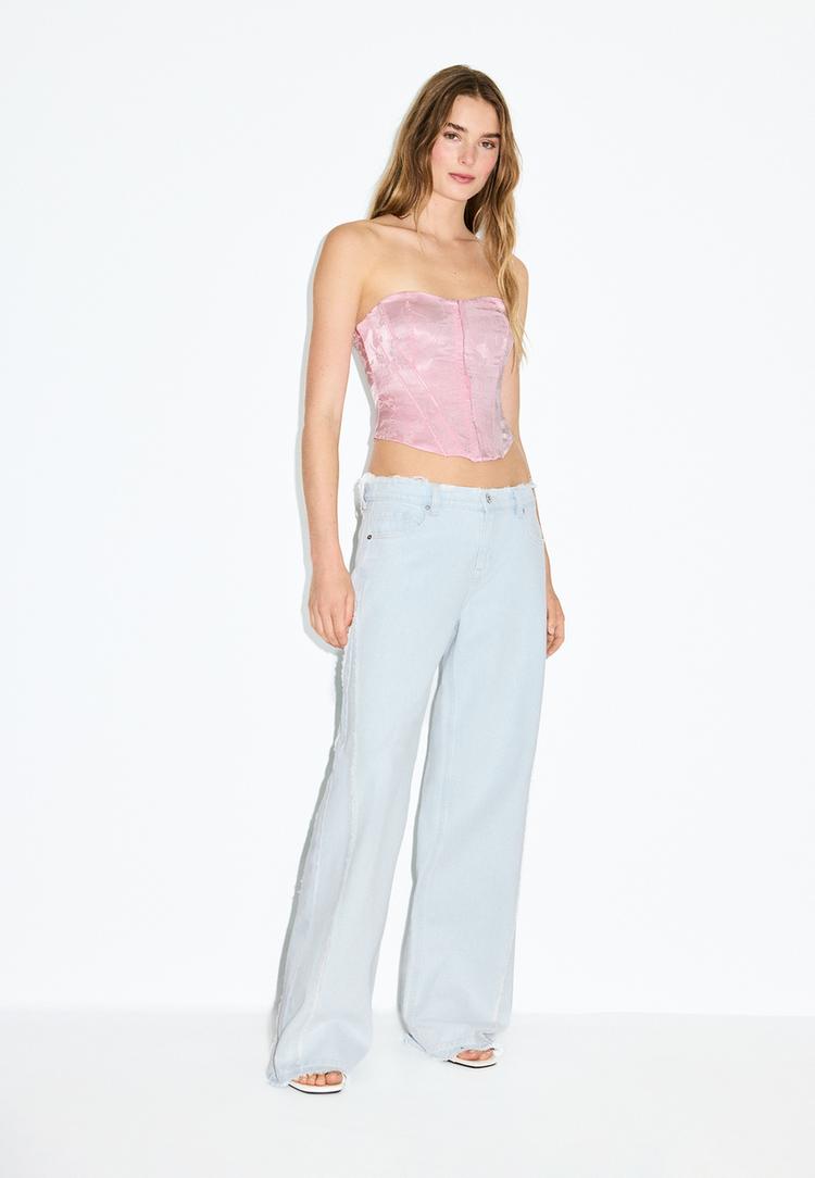 jean wide leg retravaille taille basse
