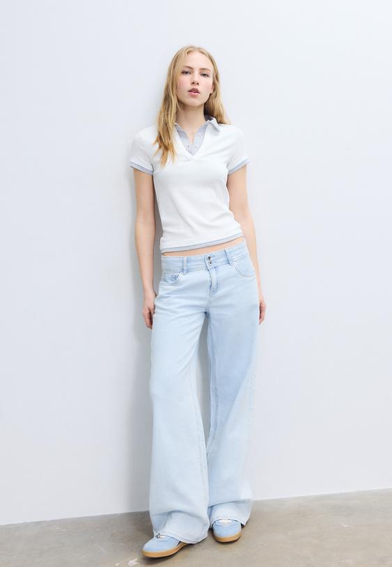 polo tshirt met dubbele stof en korte mouw