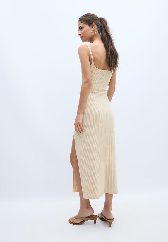 Kare yaka bengalin midi elbise - Görsel 5