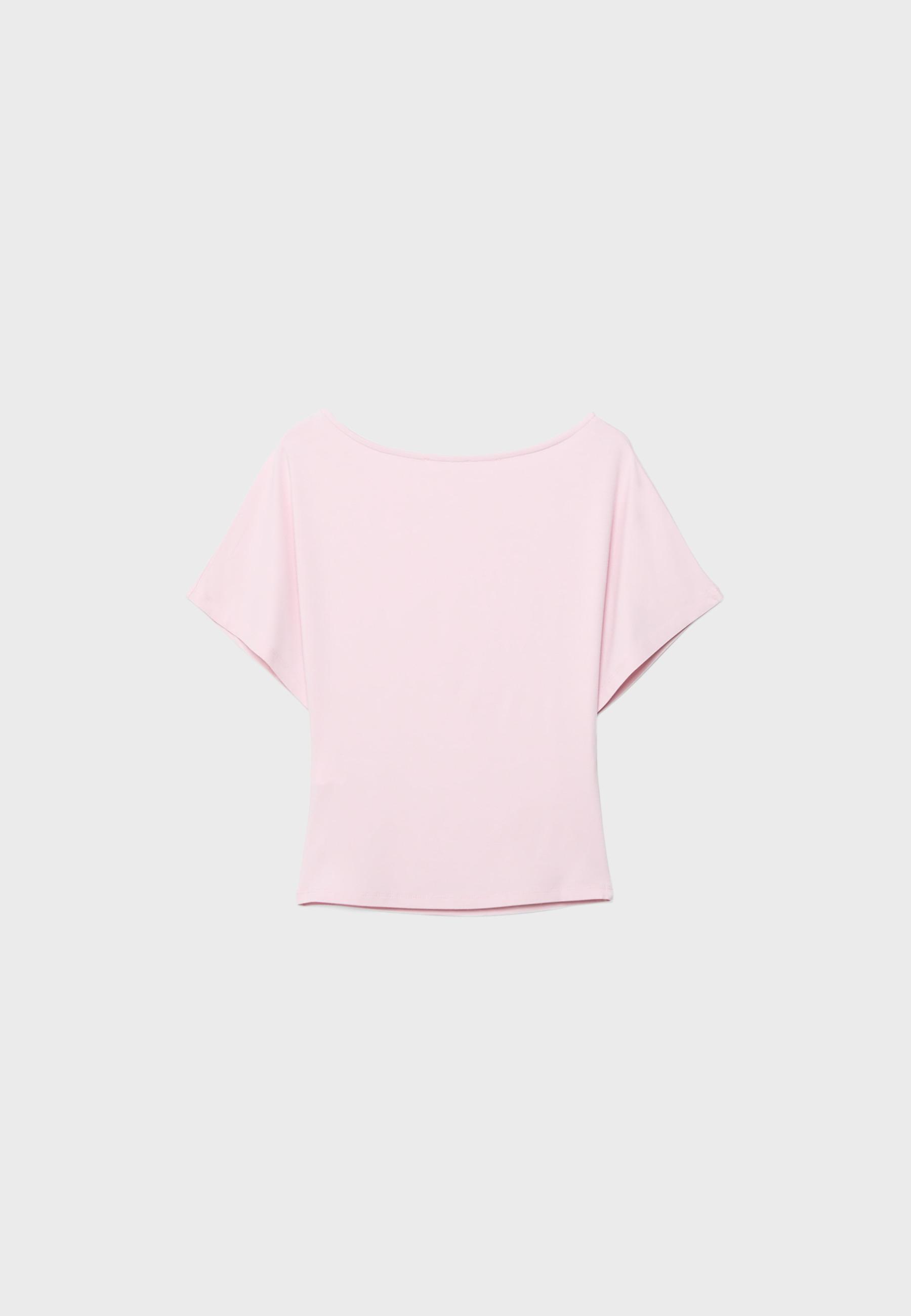 Short sleeve boat neck T-shirt — Salmon pink