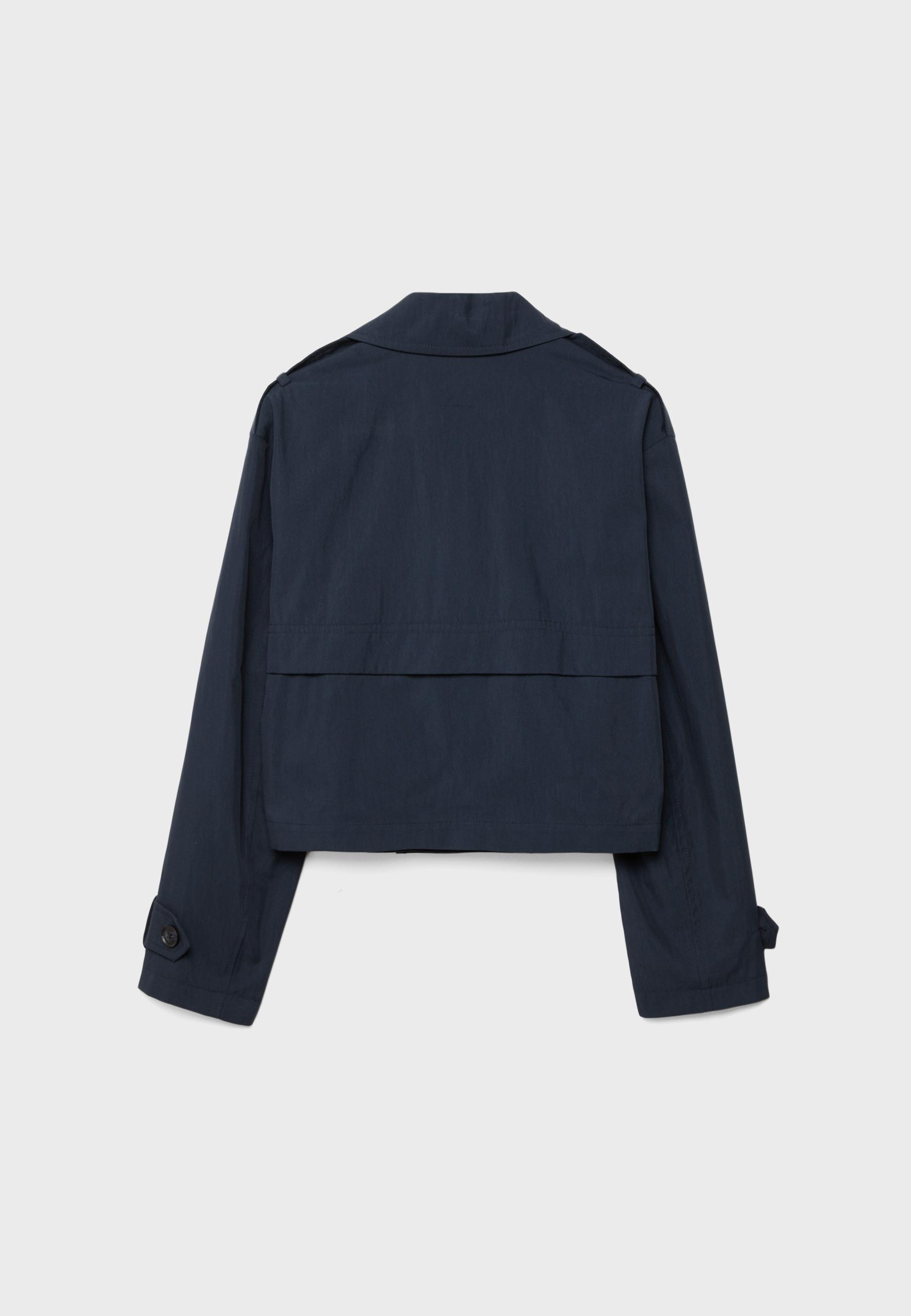 Short double-breasted trench coat — Navy blue
