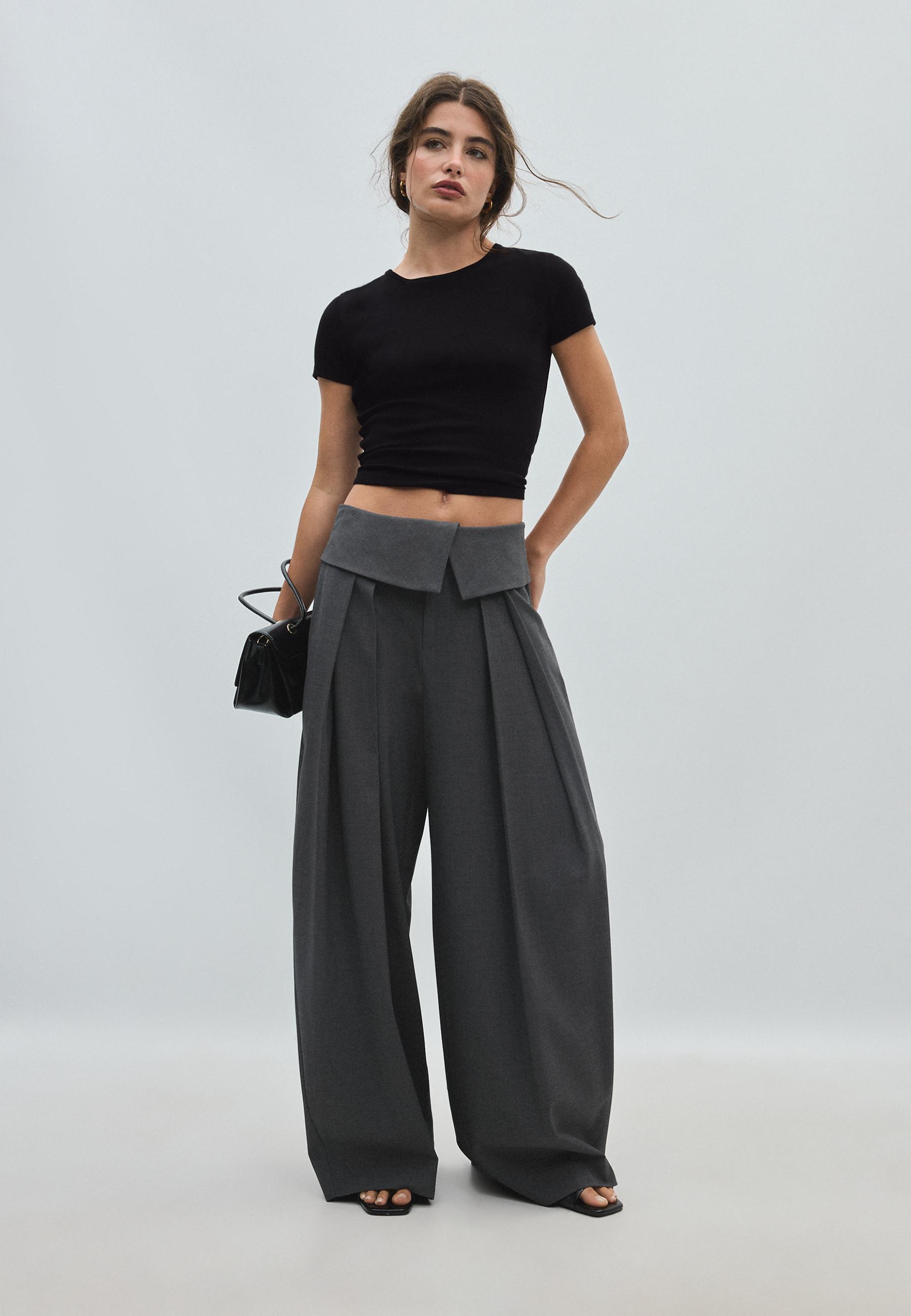 High-waist wide-leg smart trousers - Women's fashion
