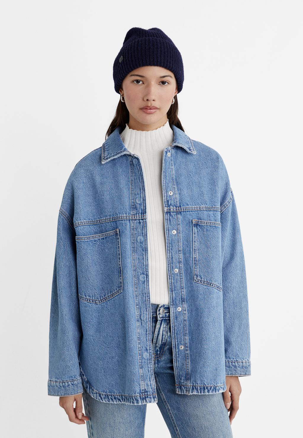 Oversize denim ince ceket