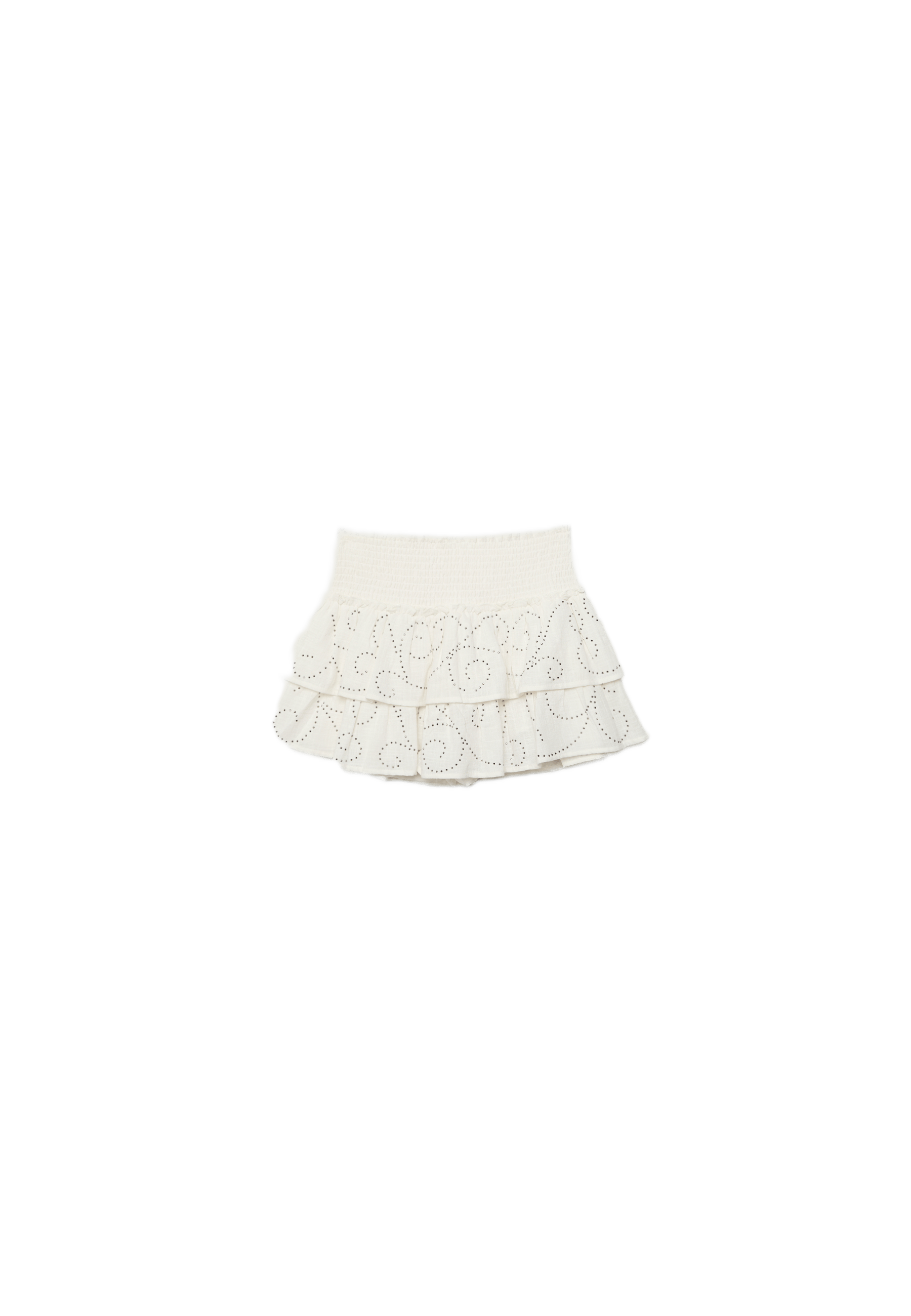 Mini ruffled shimmery skort — Ecru