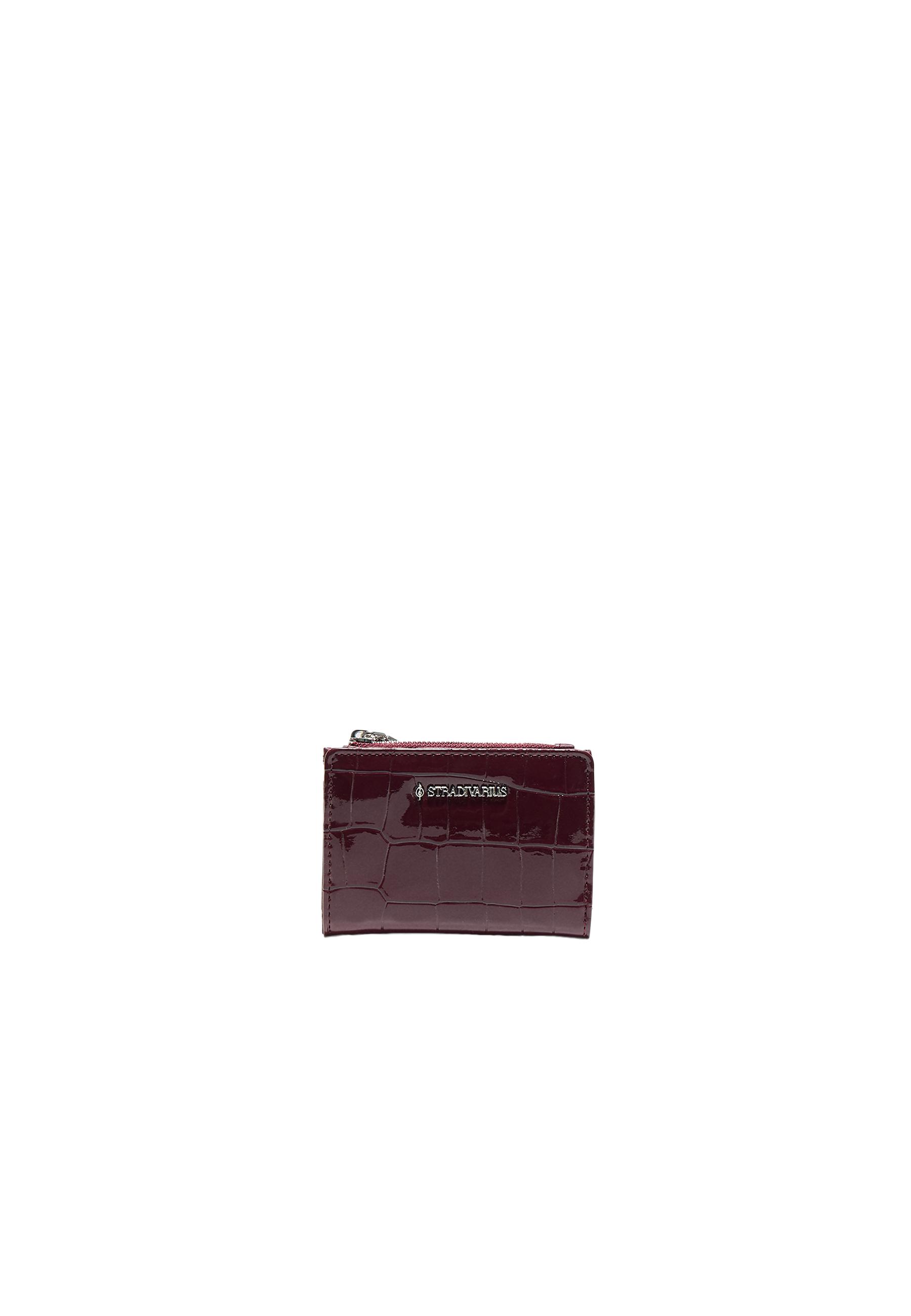 Mock croc card holder purse — Burgundy