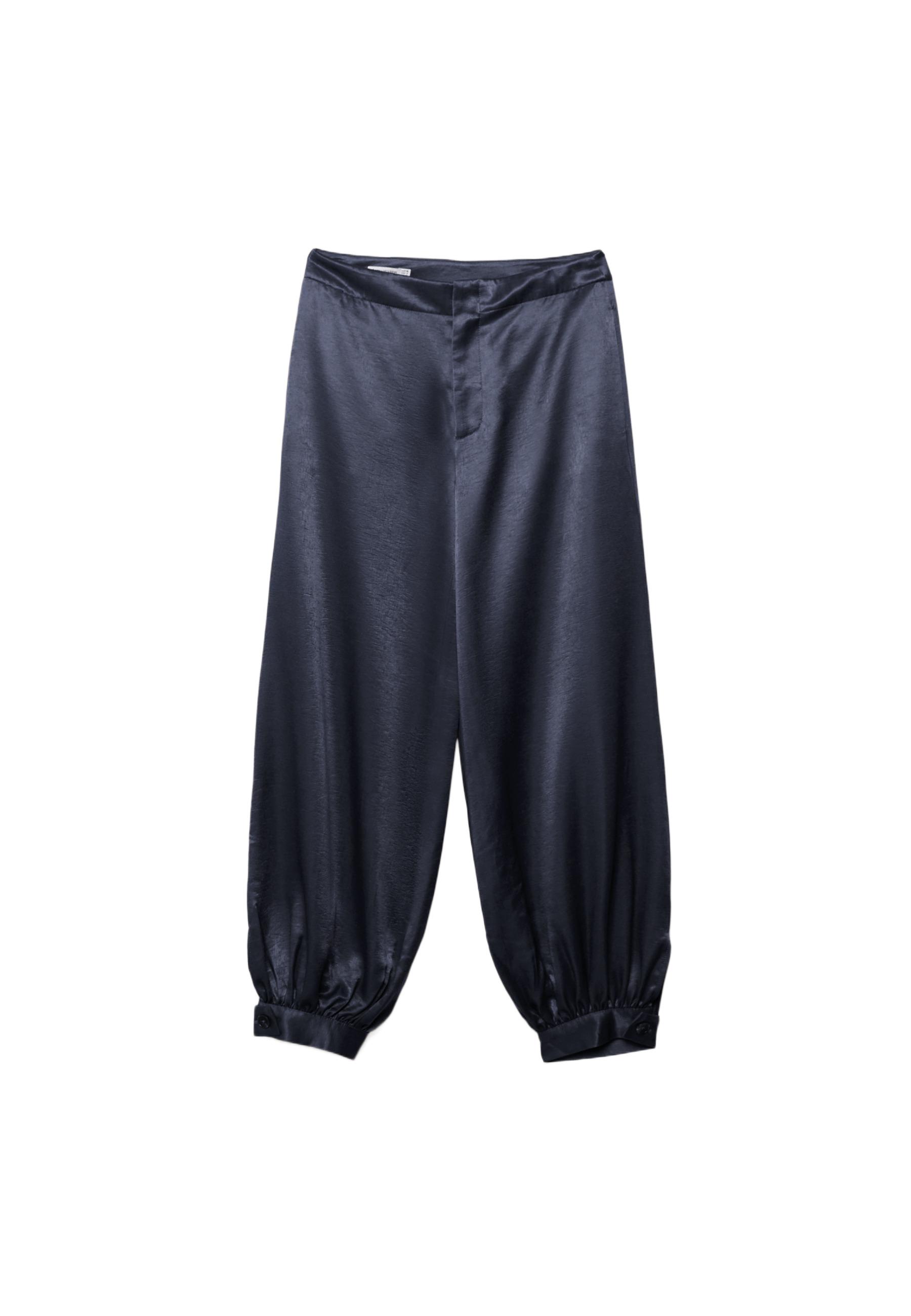 Smart satin balloon trousers — Dark blue