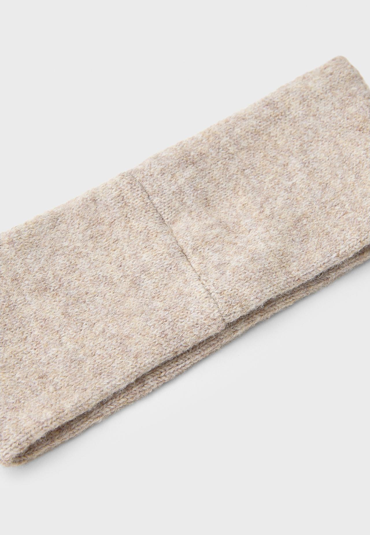 Embroidered knit headband — Beige