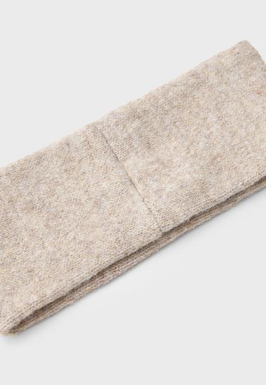 Embroidered knit headband — Beige 3