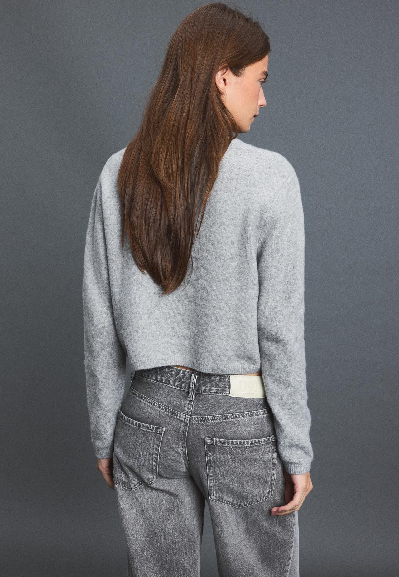 Soft-touch button-up knit cardigan — Grey