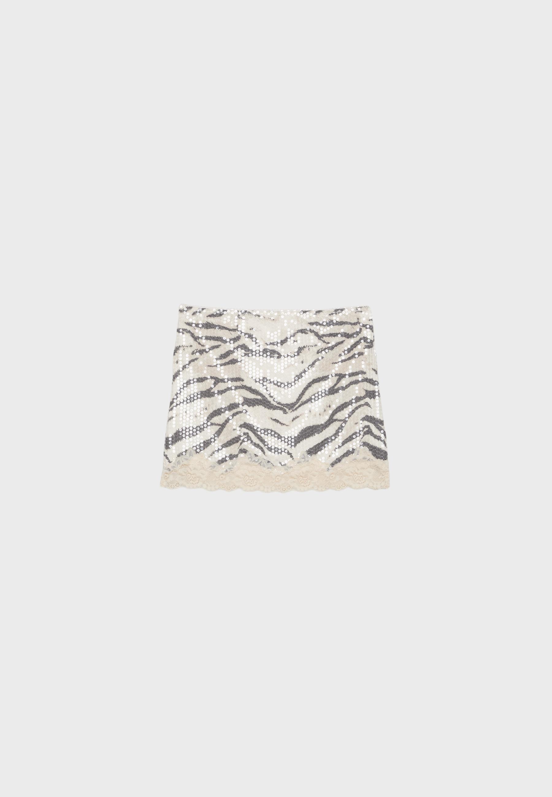 Sequin mini skirt — Stone