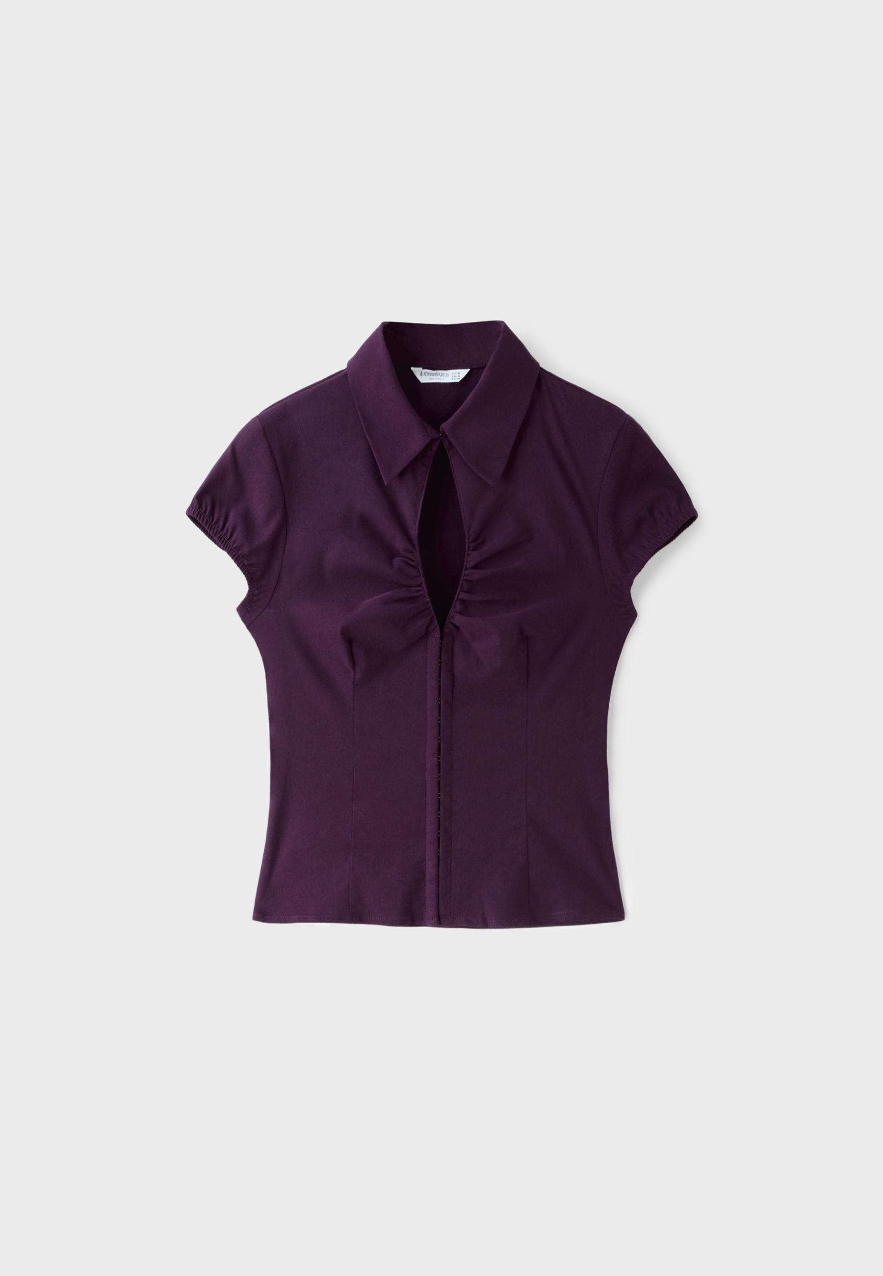 Cut-out short sleeve shirt — Purple