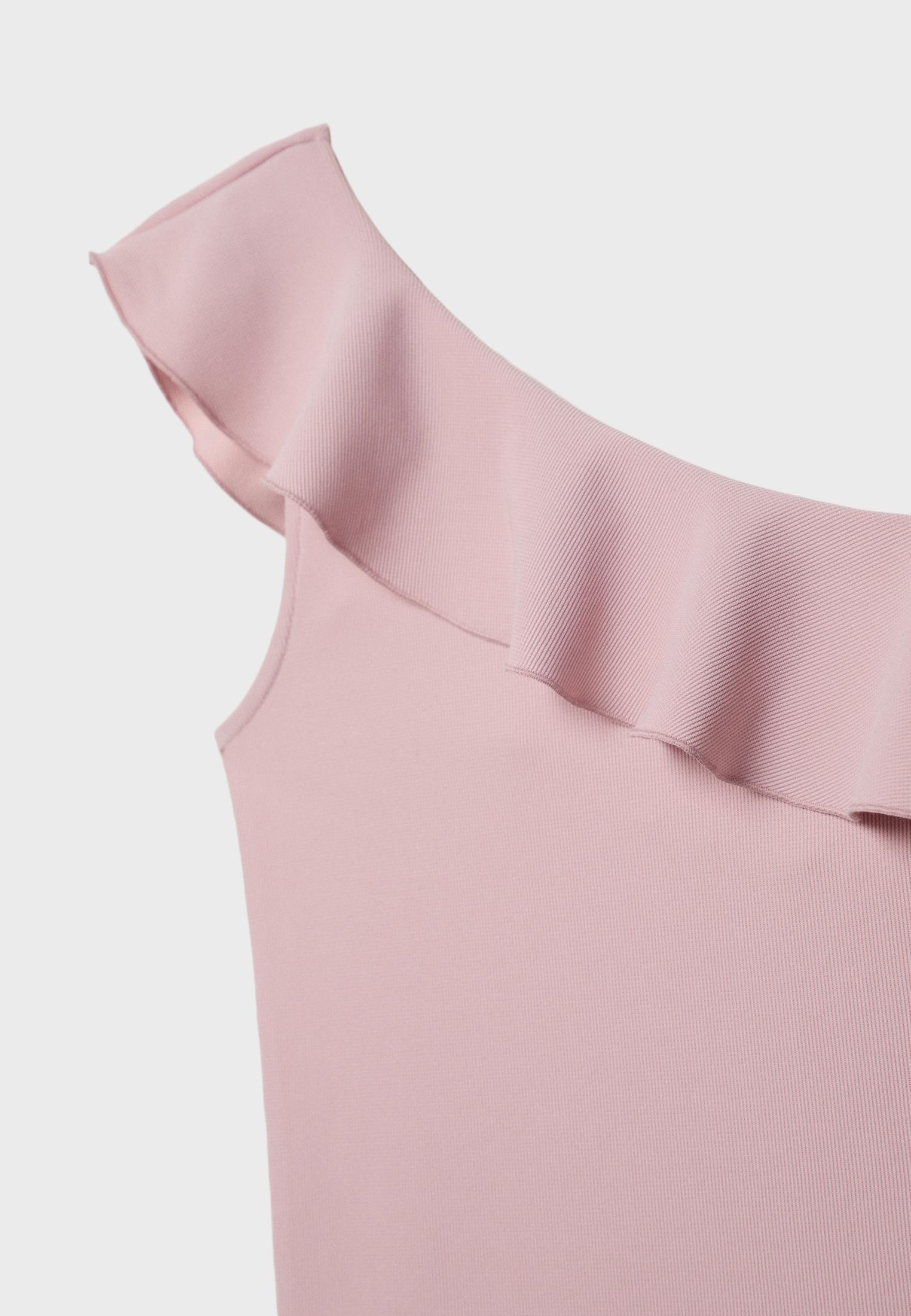 Asymmetric T-shirt with ruffle — Pastel pink