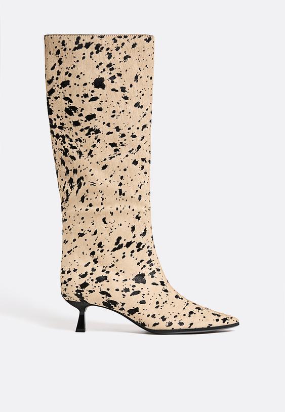 hayvan desenli kurk detayl uzun topuklu cizme