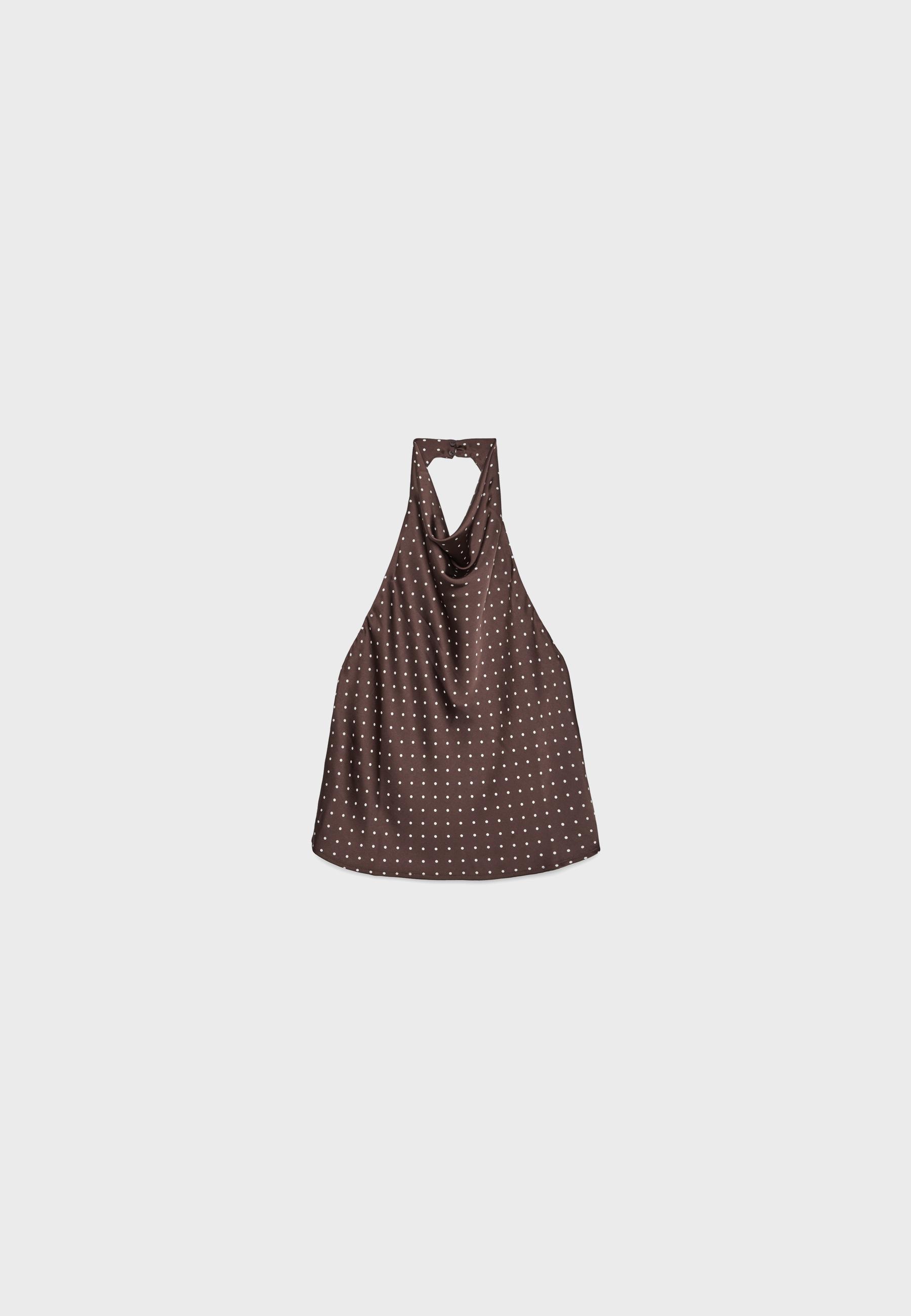 Stradivarius Saten halter yaka top görsel 4