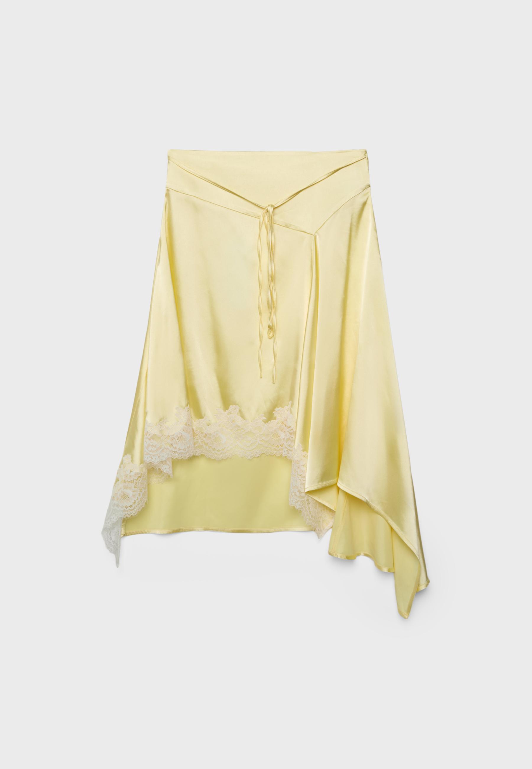 Satin asymmetric midi skirt — Gold