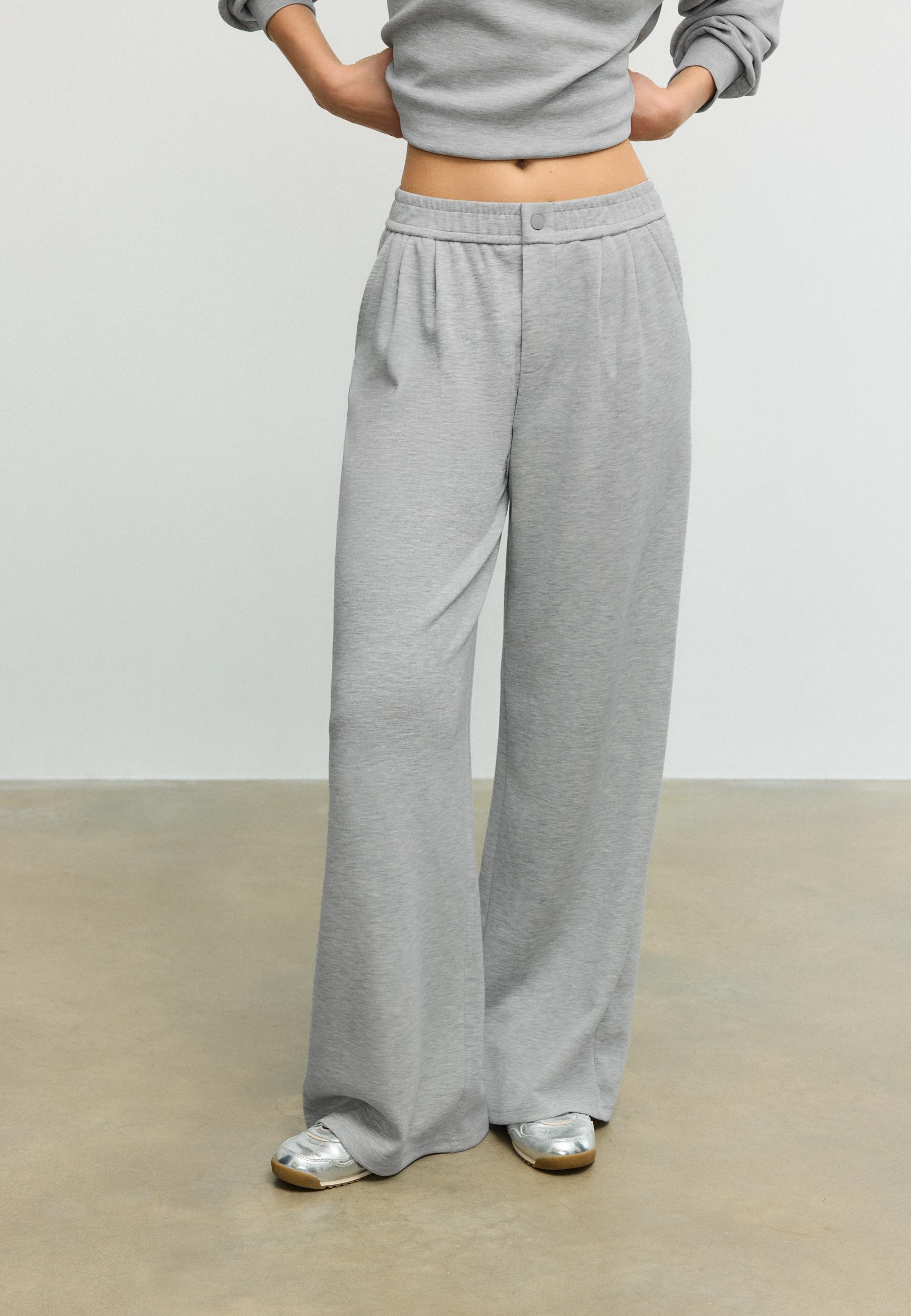Soft-touch darted trousers — Grey melange