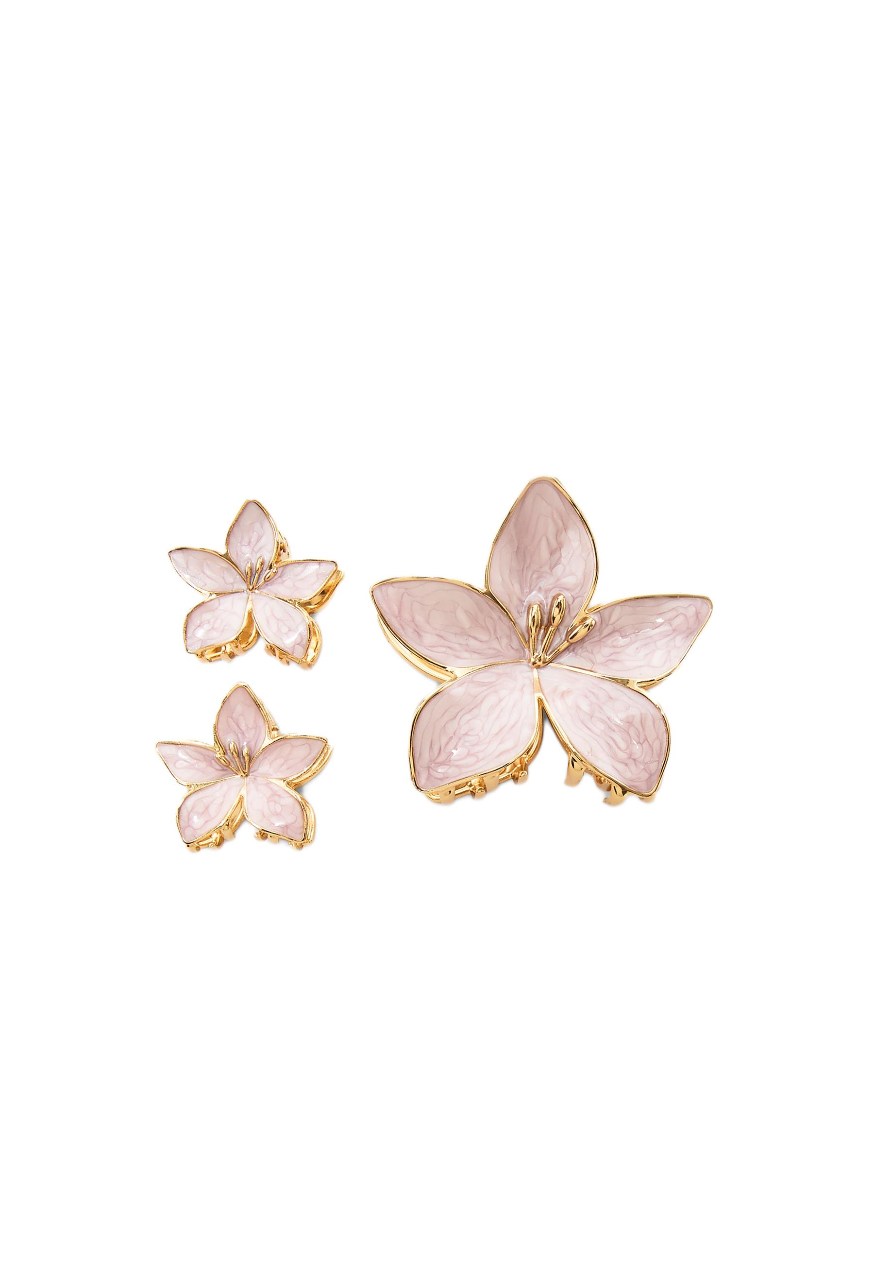 Set of 3 flower clips — Pastel pink