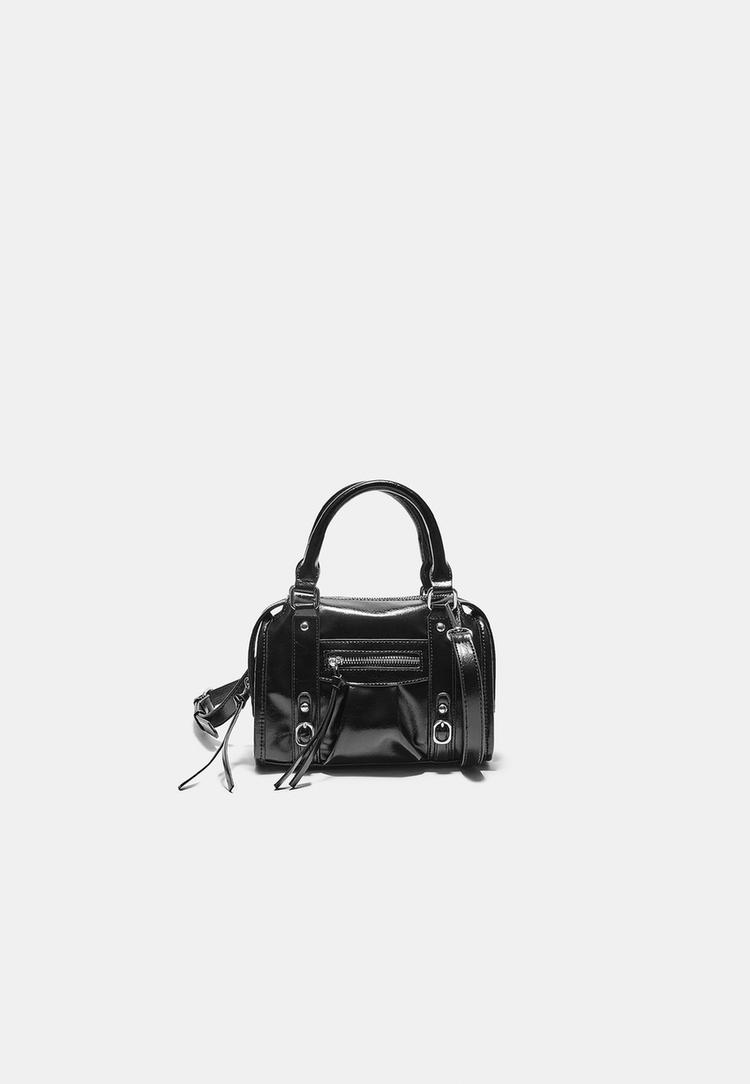 Stradivarius Crossbody Kabelka Bowling So Zipsom Black Os