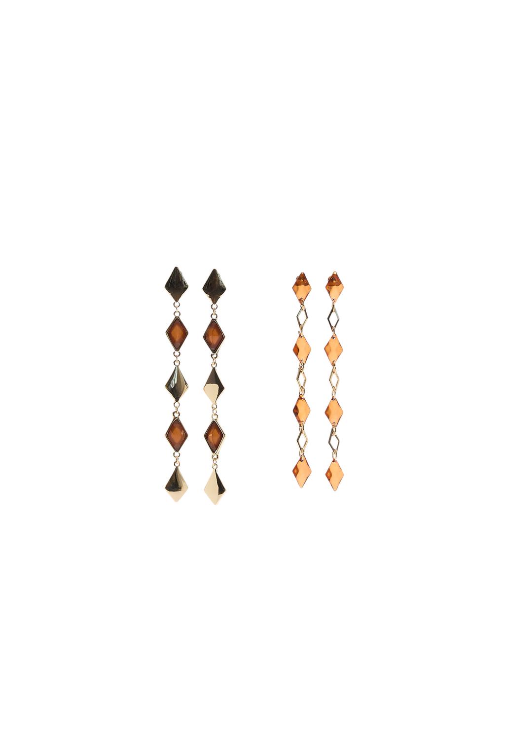 Set 2 pendientes largos rombos