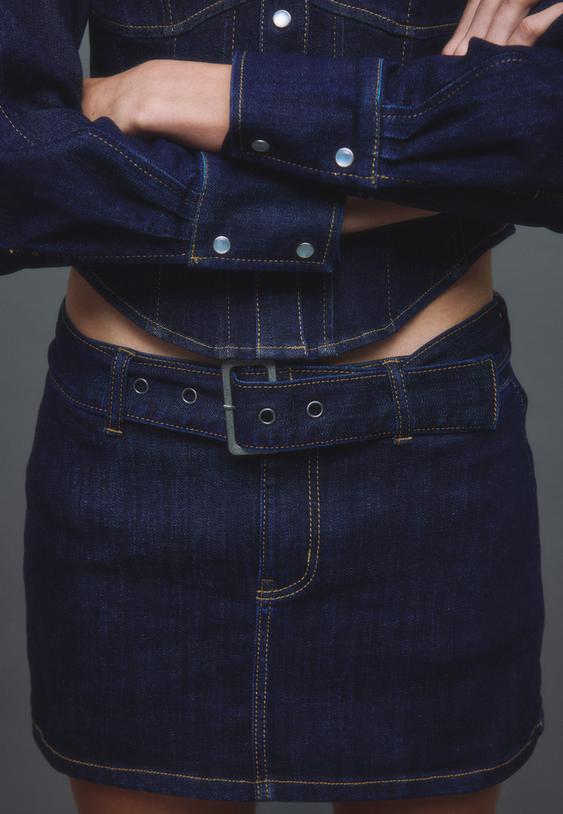 falda pantalon denim cinturon