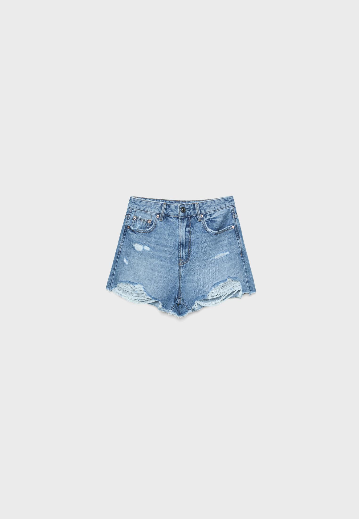 D75 Ripped denim shorts — MEDIUM BLUE DENIM