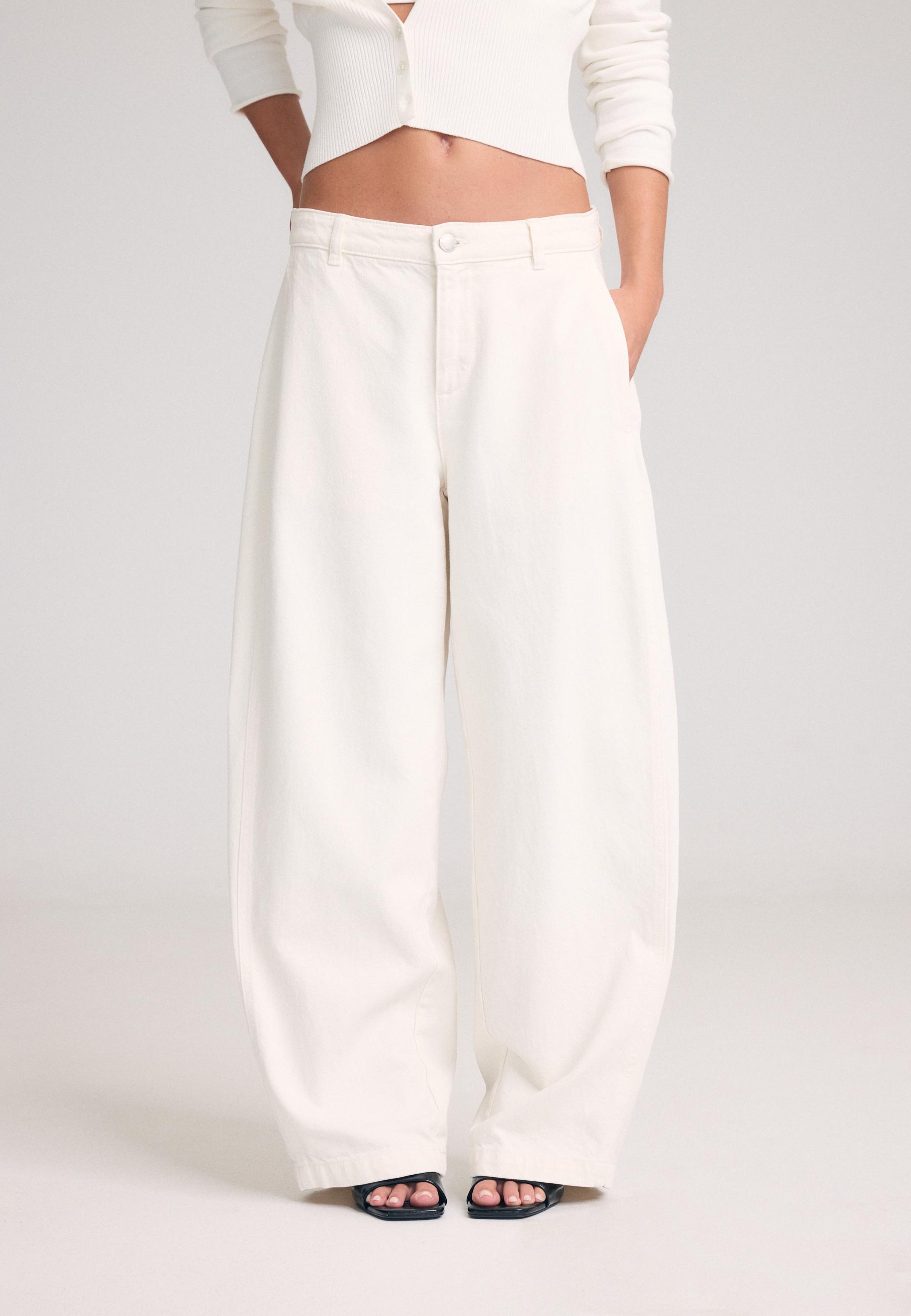 100% Cotton Barrel Trousers — Vanilla