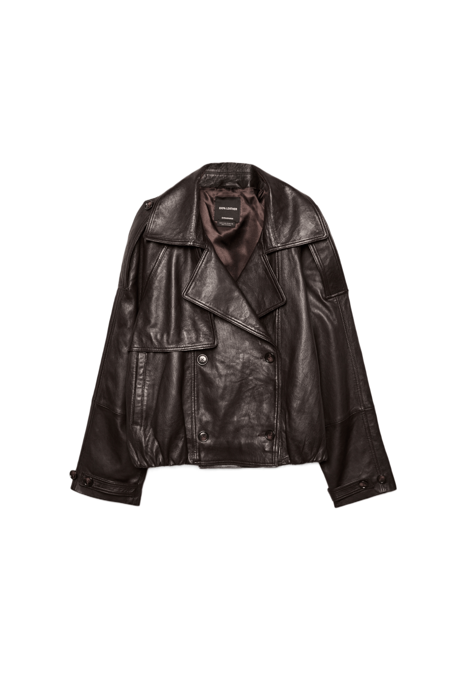 Oversize 100% leather trench coat — Brown