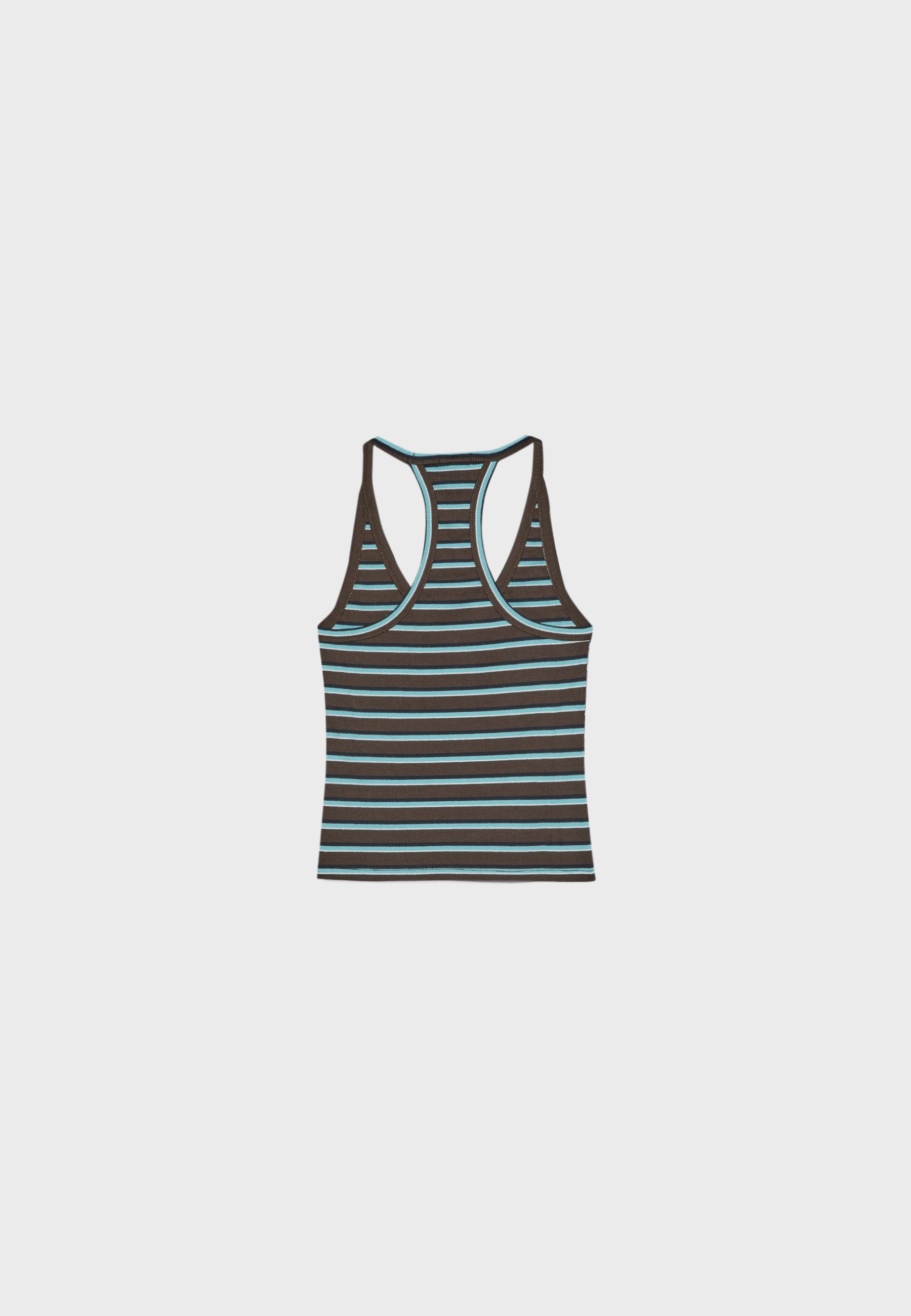 Ribbed striped top — Brown