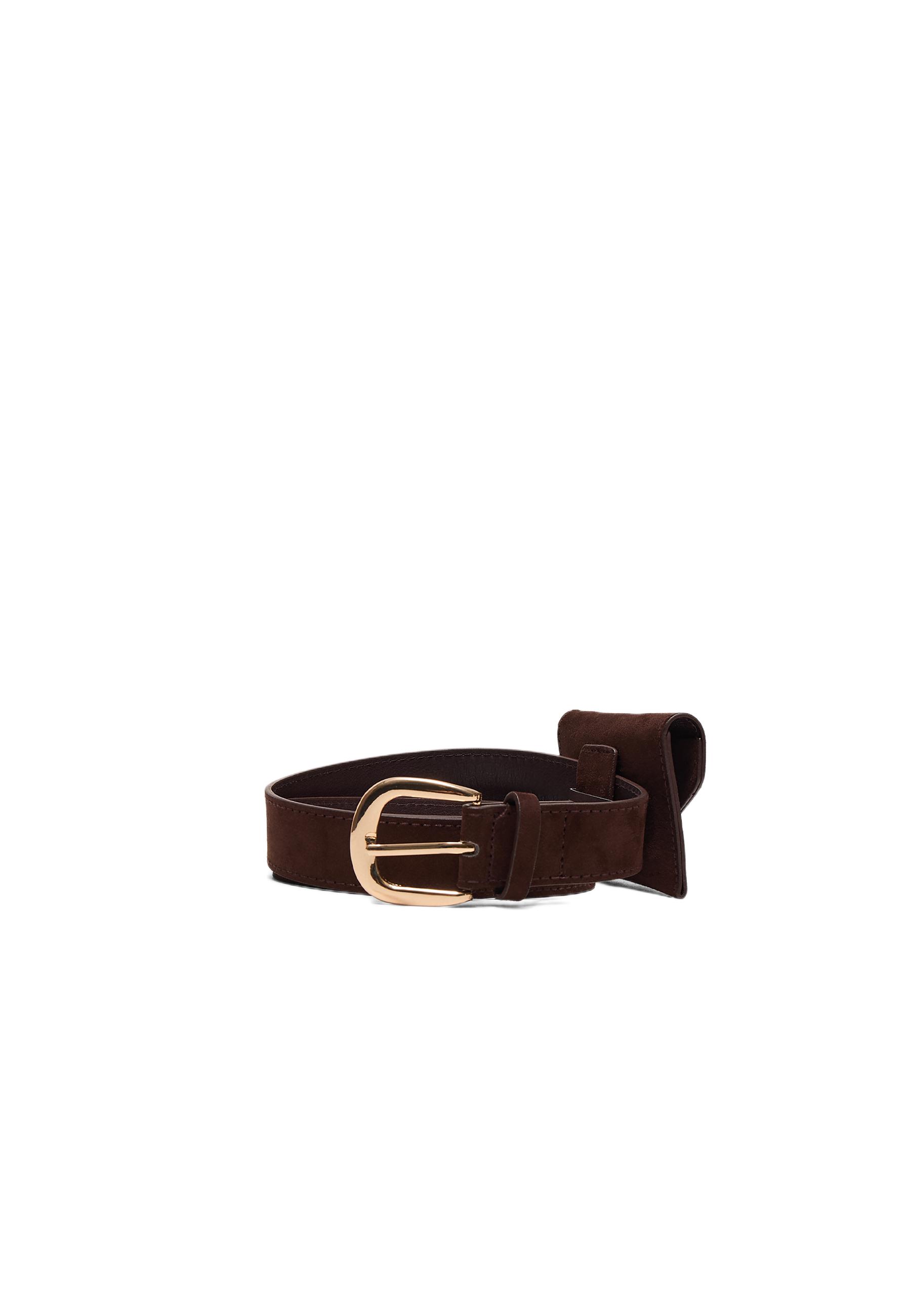 Belt with purse appliqué — Brown