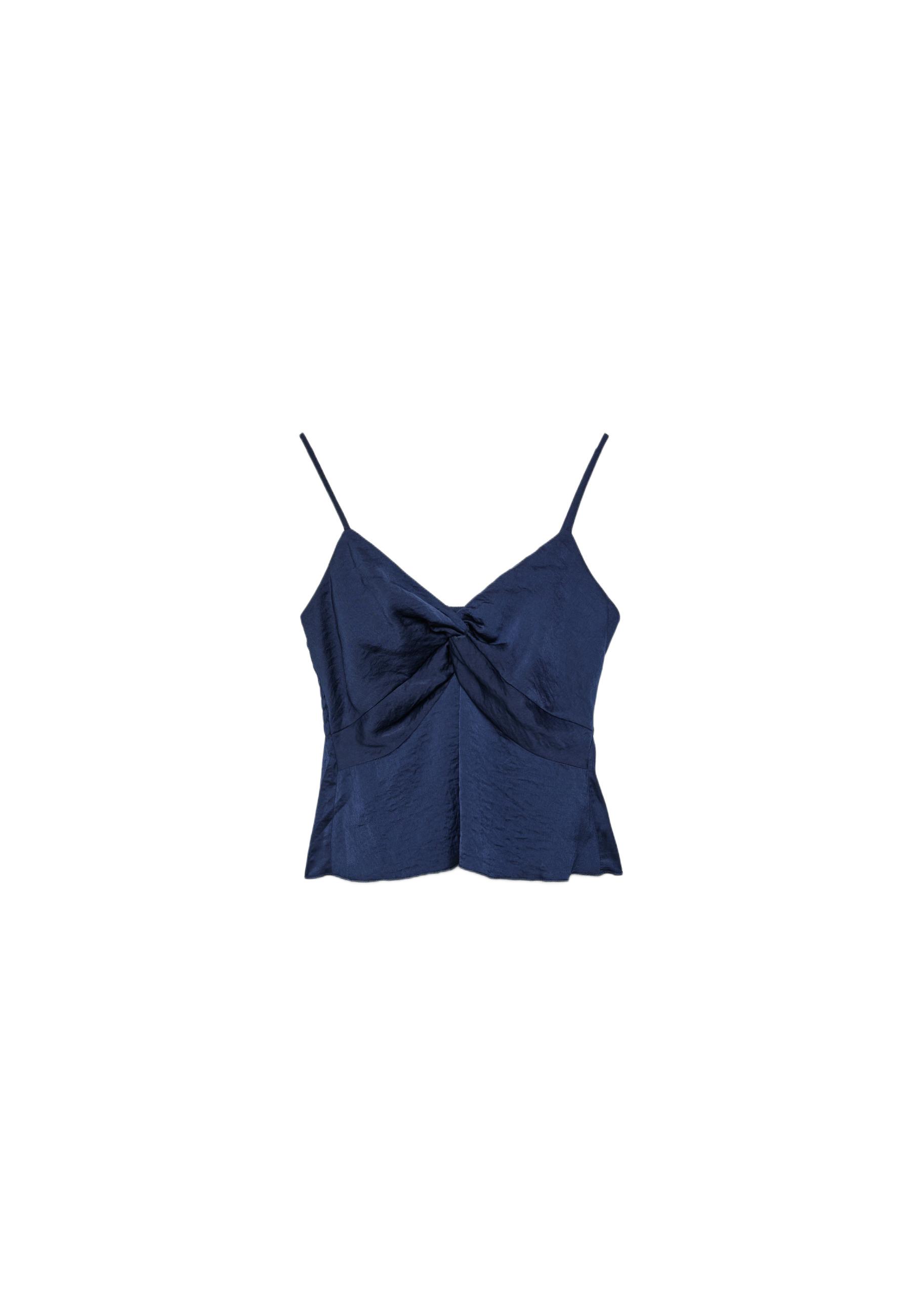 Strappy satin top — Navy blue