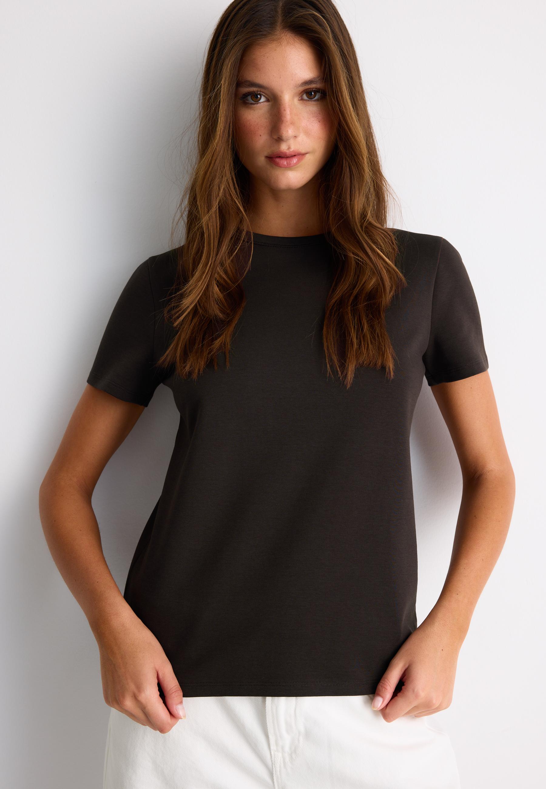 Basic regular fit soft-touch T-shirt — Brown