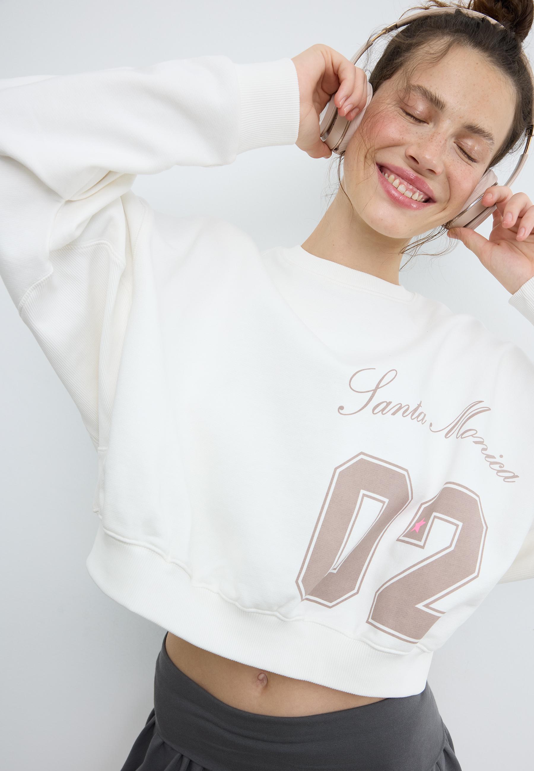 Basic printed sweatshirt — Ecru