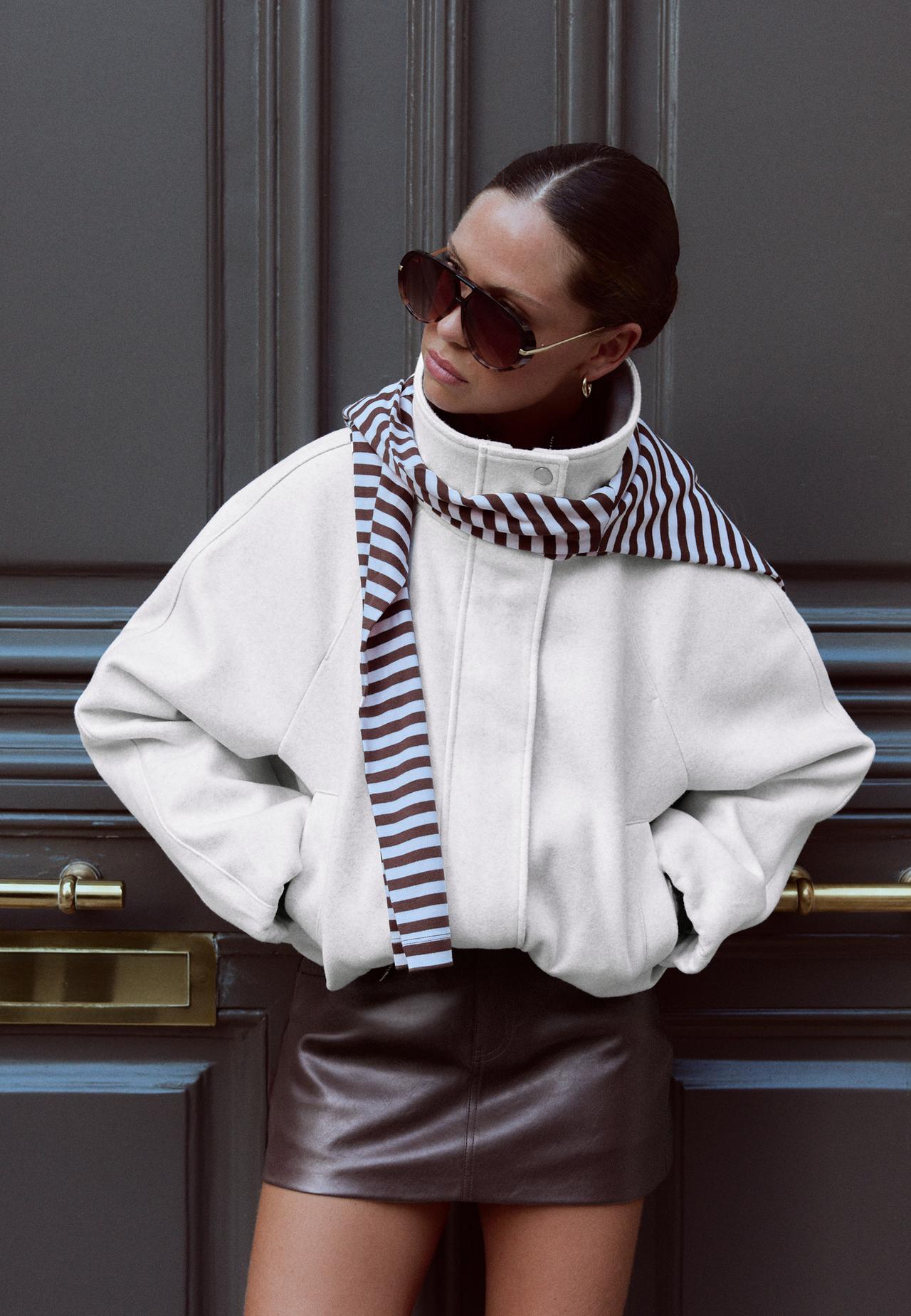 Soft-touch balloon jacket — Ecru