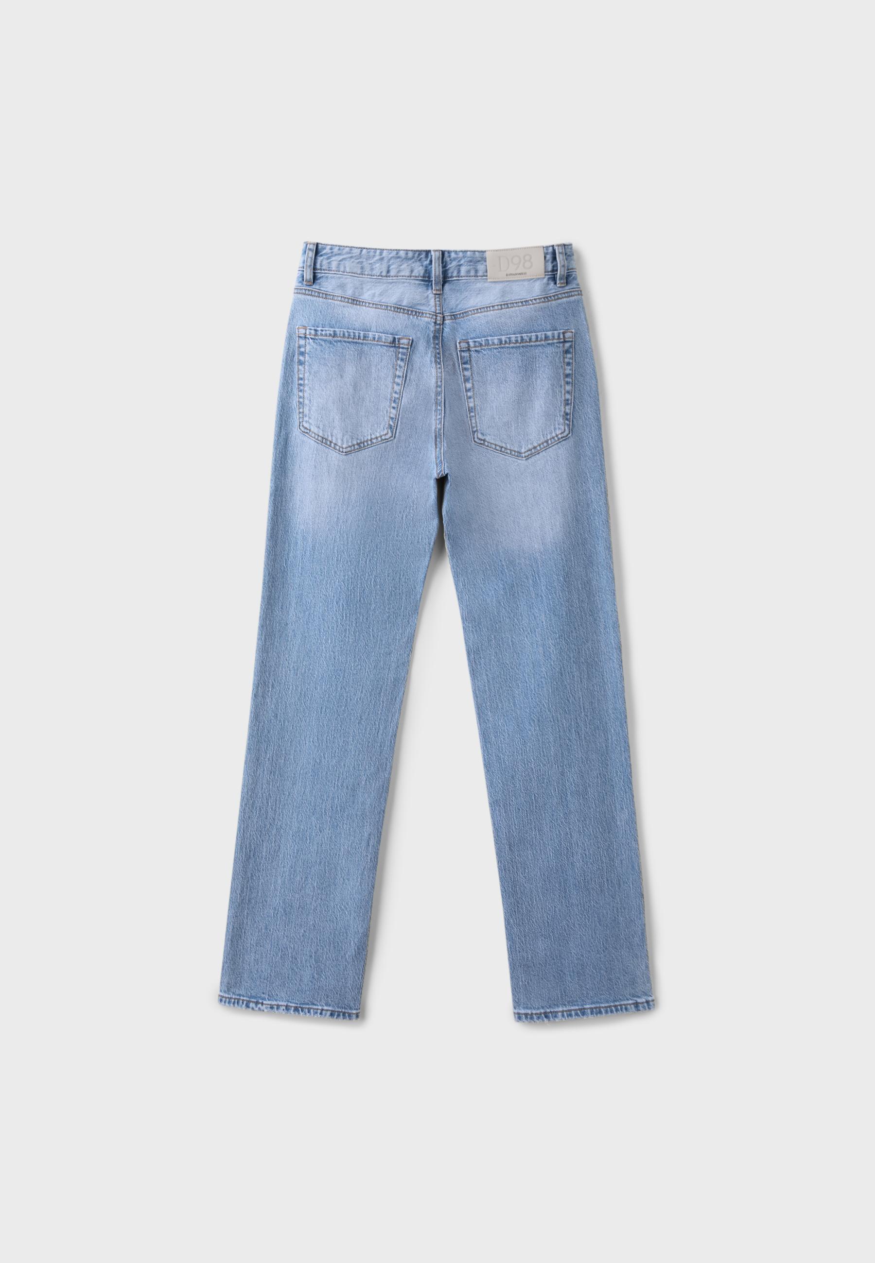 Stradivarius D98 vintage efektli straight fit jean görsel 5