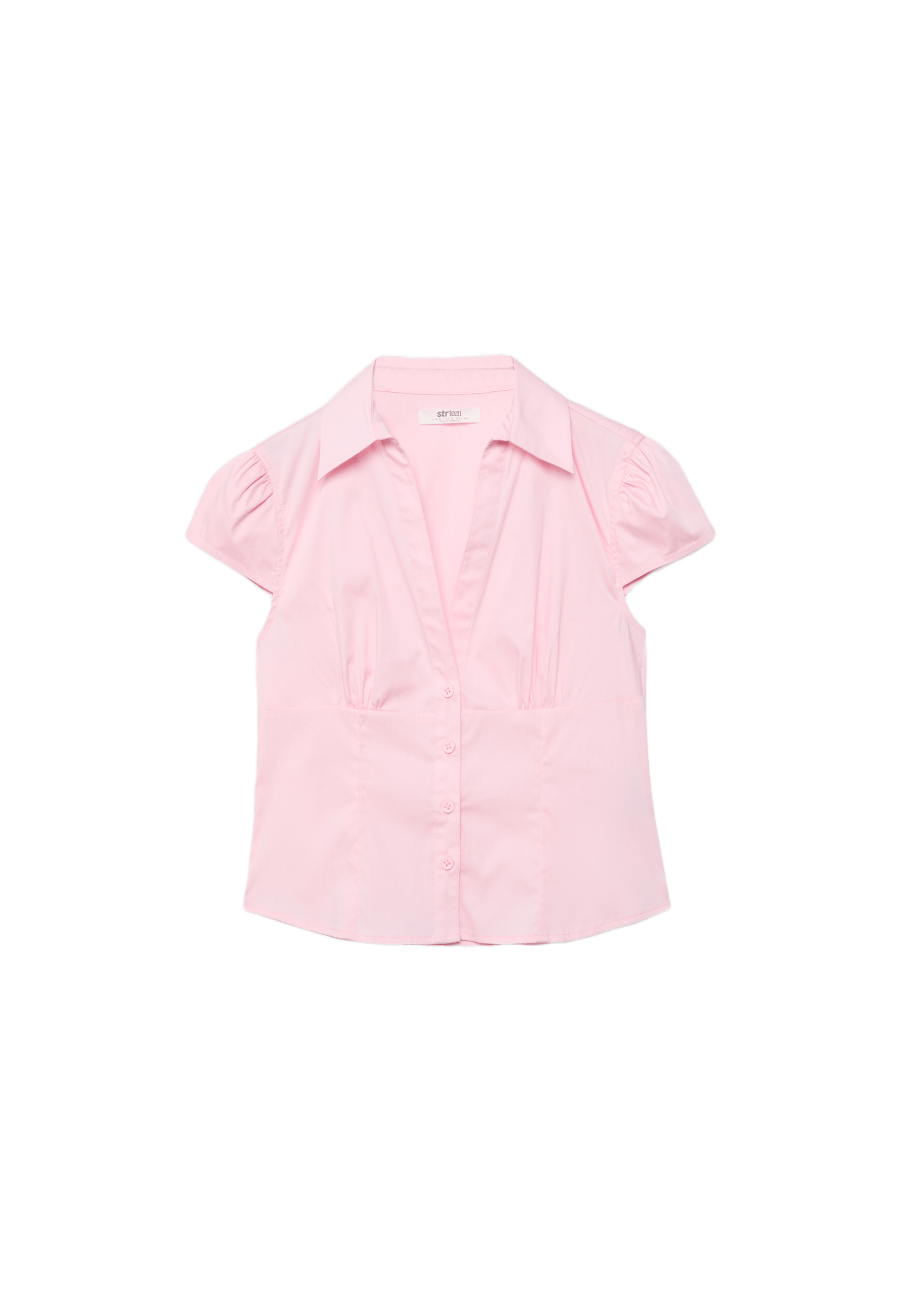 Fitted short sleeve shirt — Pastel pink