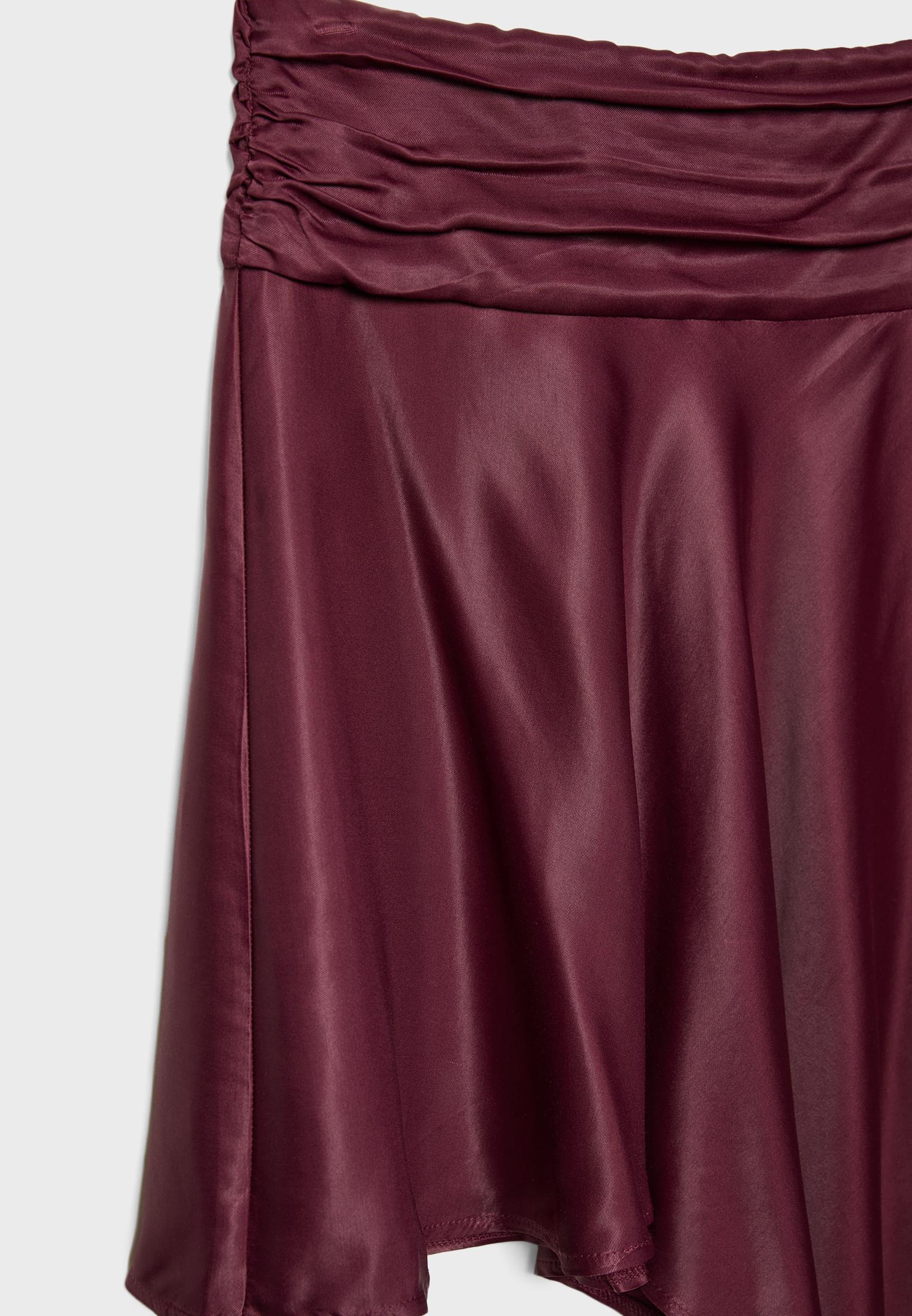 Satin asymmetric midi skirt Women s fashion Stradivarius Canada