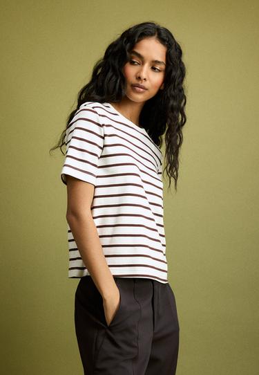 B01 Basic regular fit heavy weight striped T-shirt — Brown 6