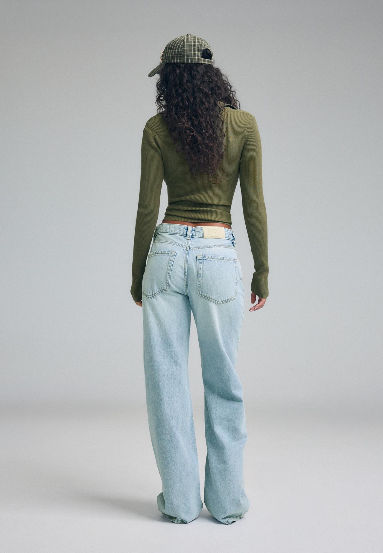 D92 Ripped straight wide-leg jeans — LIGHT BLEACH