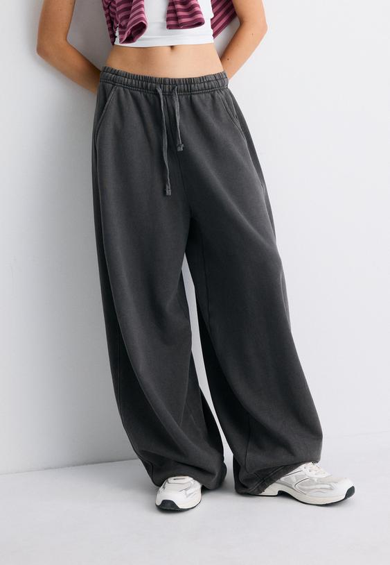 joggingbroek met stoppers en acid wash