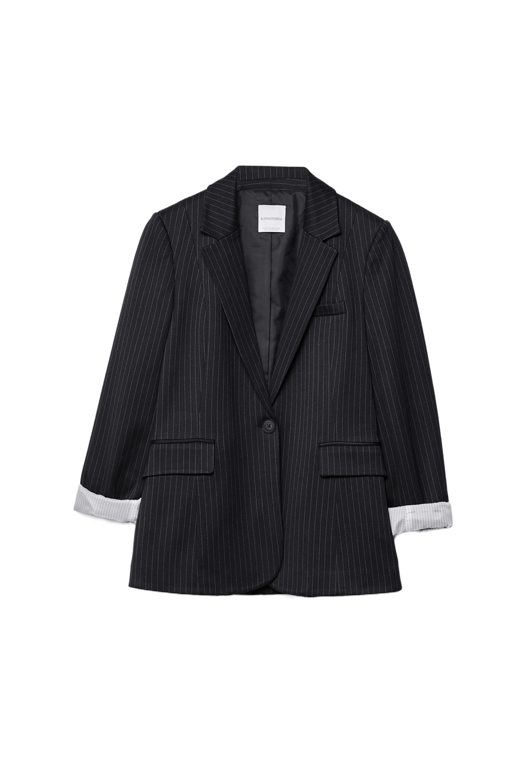 Basic striped knit blazer — Navy blue