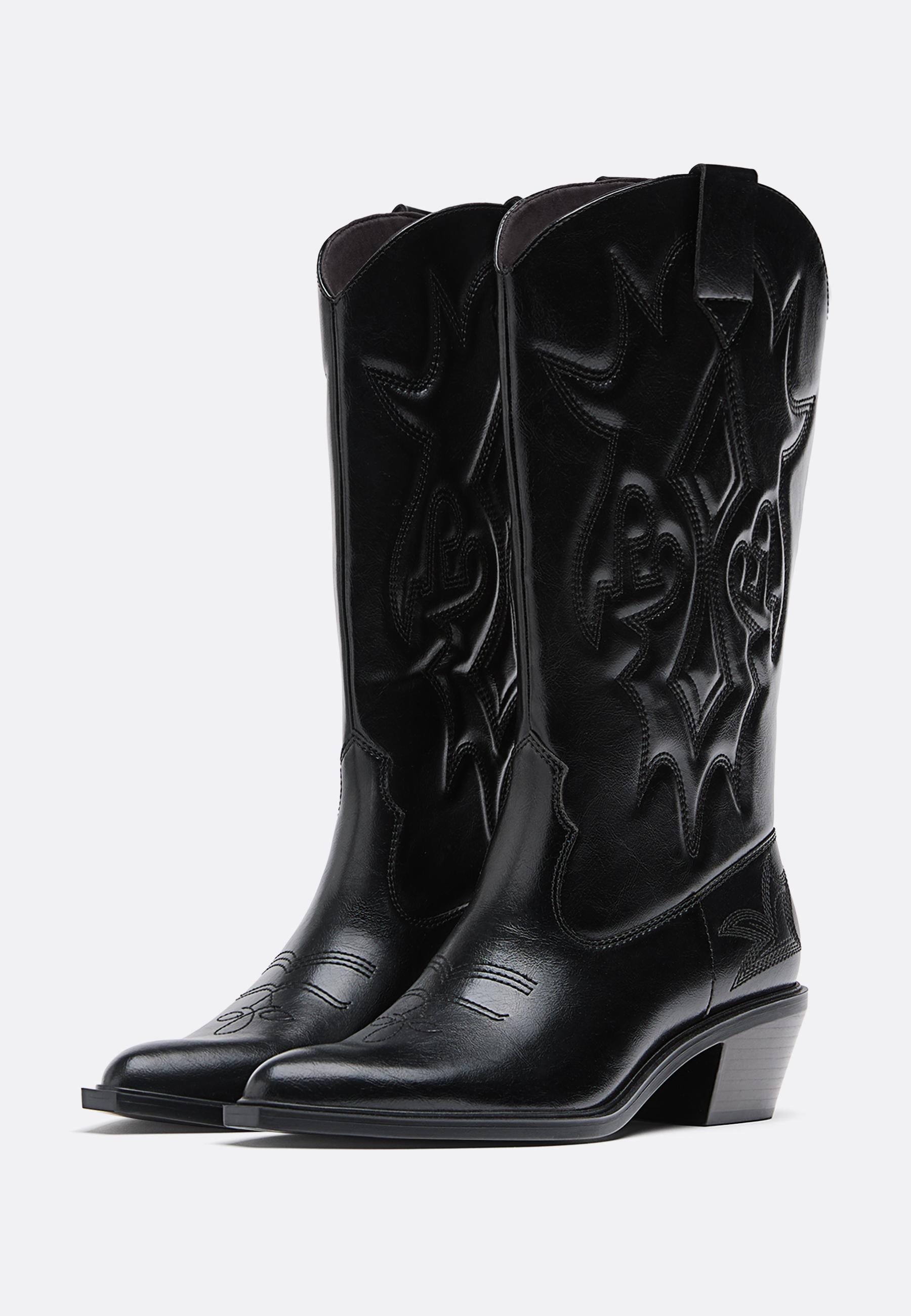Heeled cowboy boots — BLACK