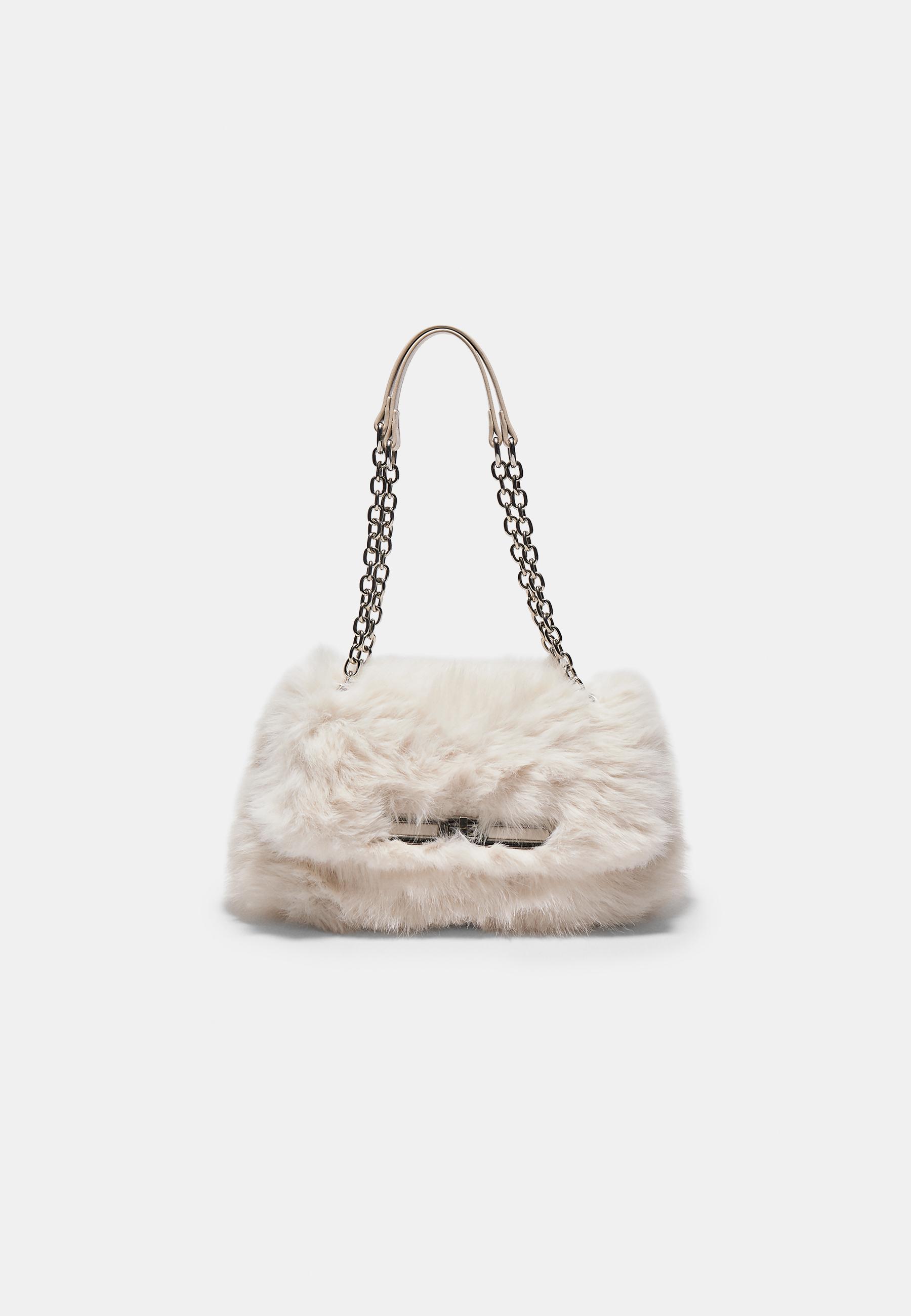 Rectangular faux fur mini crossbody bag - Women's fashion