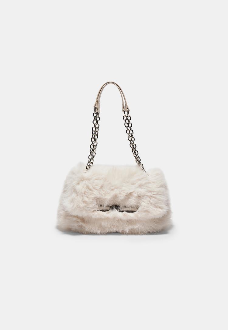 bolso bandolera rectangular mini efecto pelo