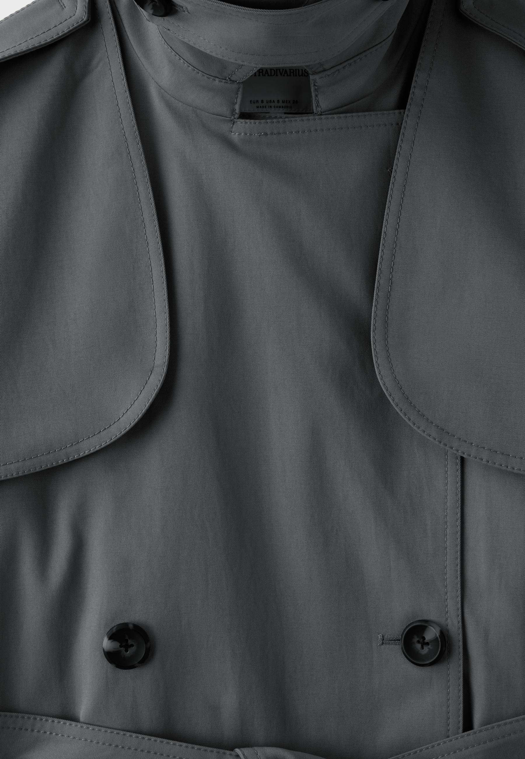 High neck regular trench coat — Dark grey