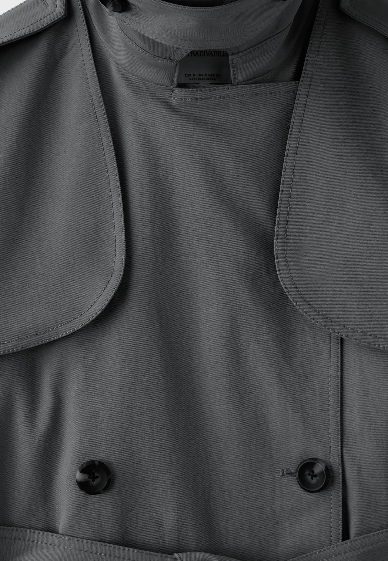 Regular high neck trench coat — Dark grey