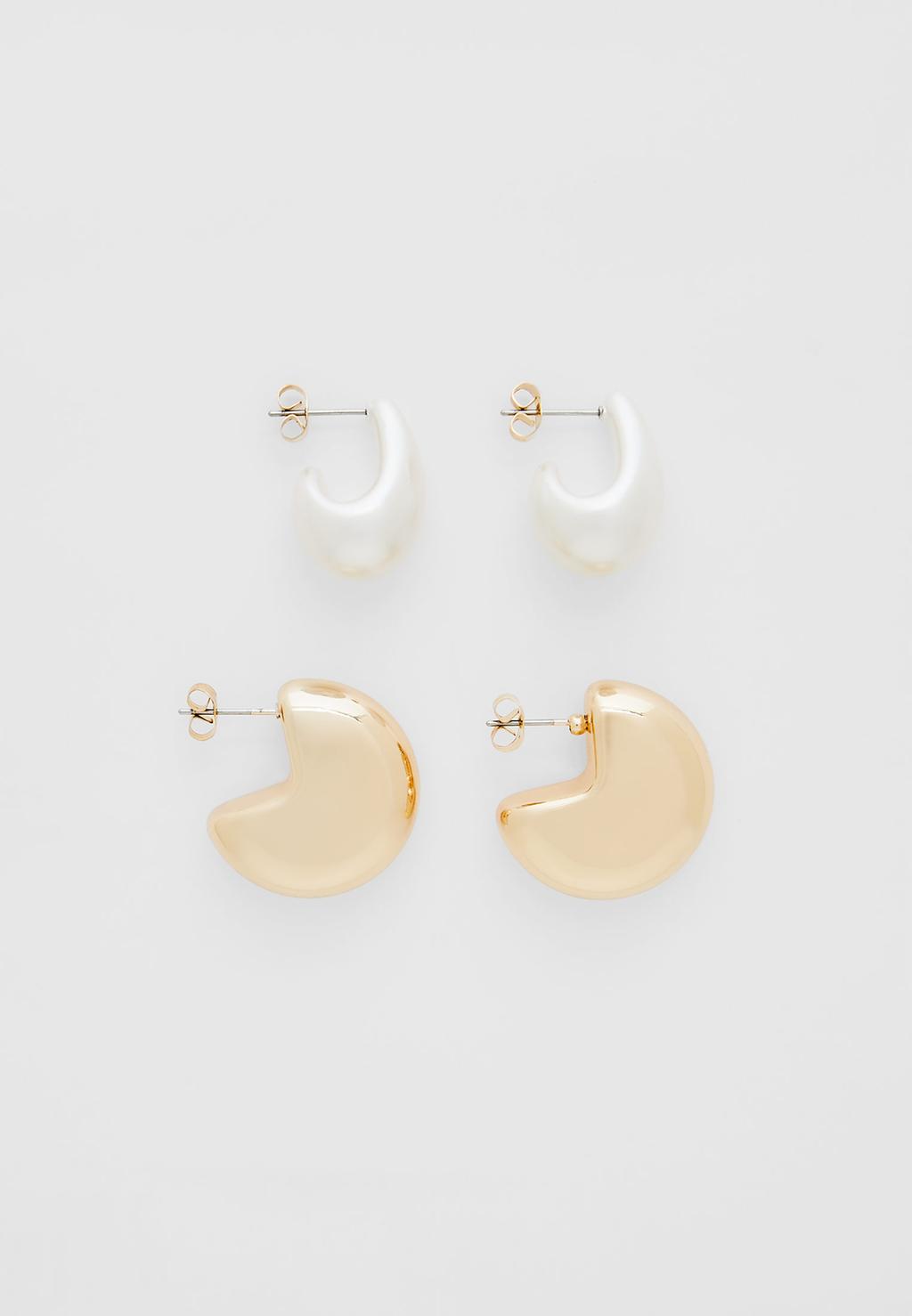 Lot 2 paires de boucles d’oreilles goutte, perle et anneaux